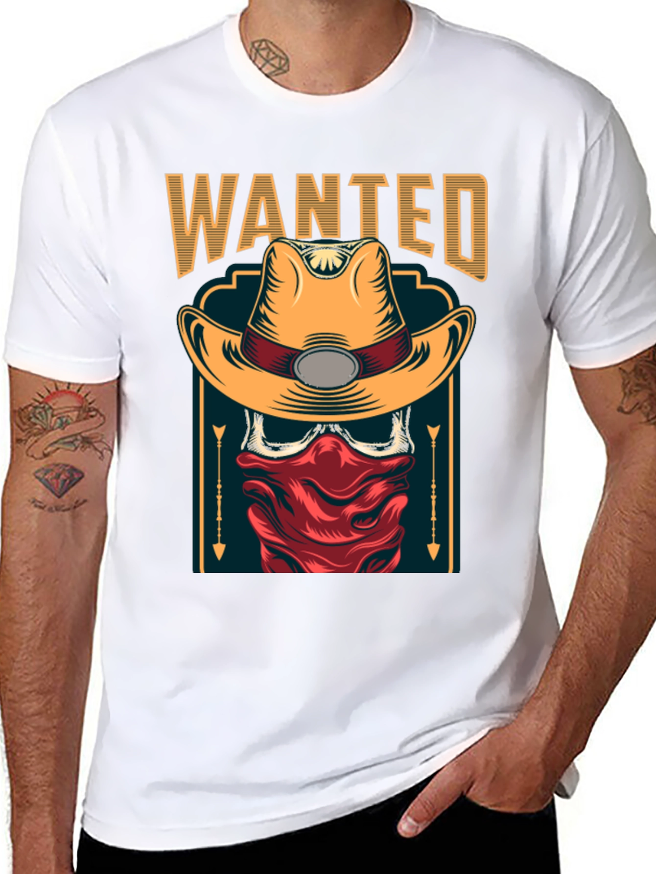 Wanted Cowboy Skull T-Shirt