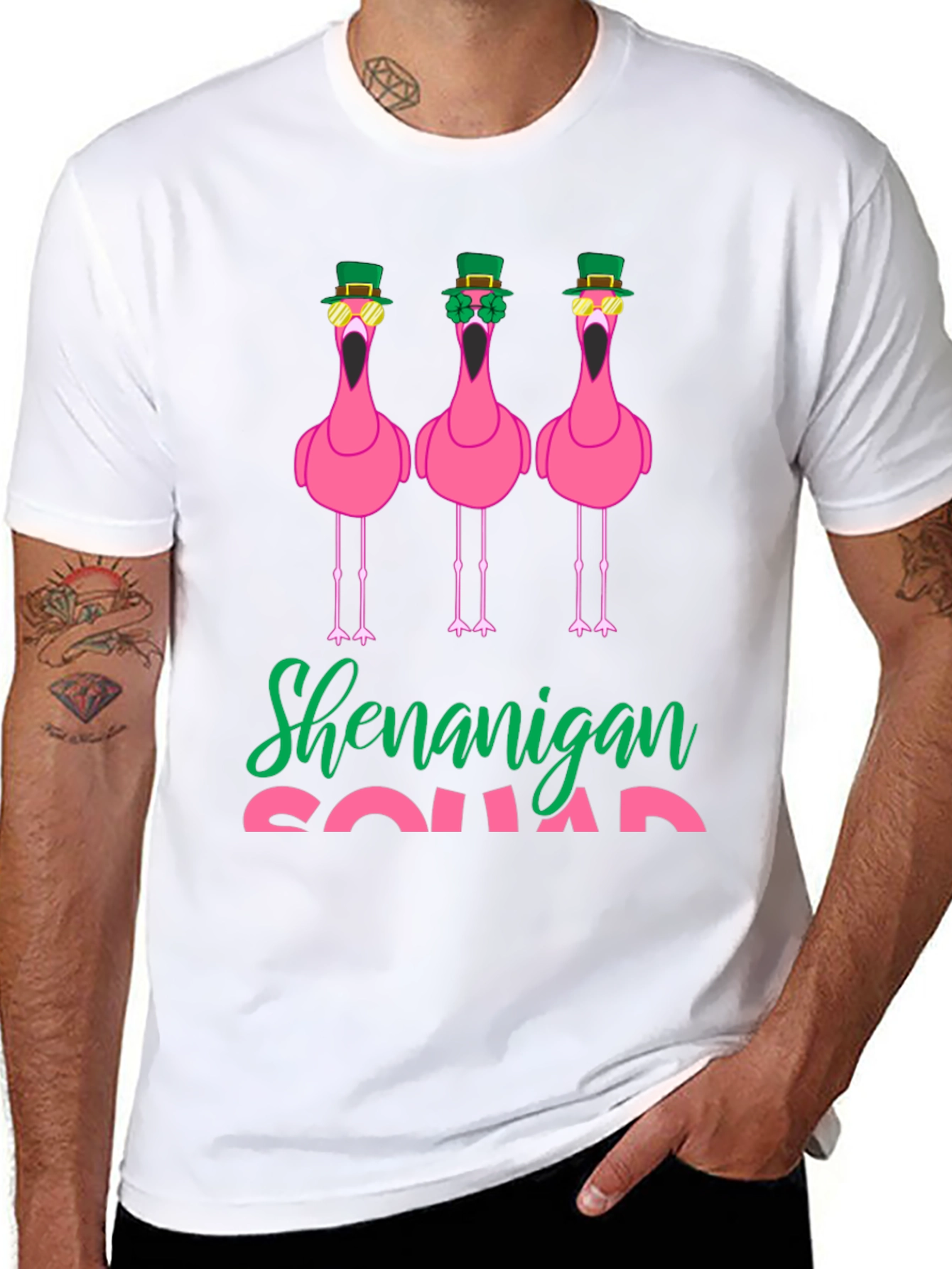 Shenanigan Squad St. Patricks Day Flamingo T-Shirt