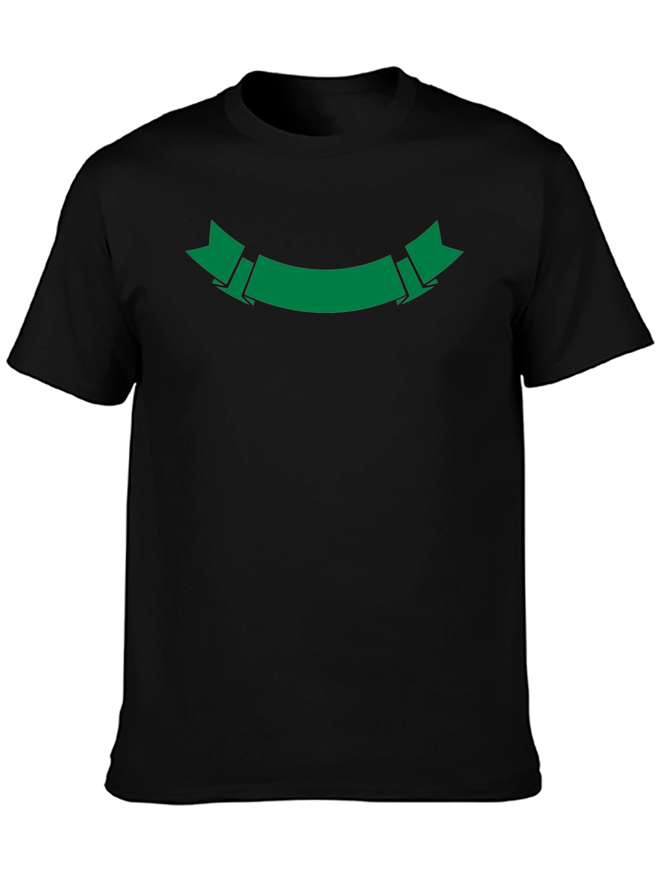 Mens Black T-Shirt with Green Ribbon Graphic