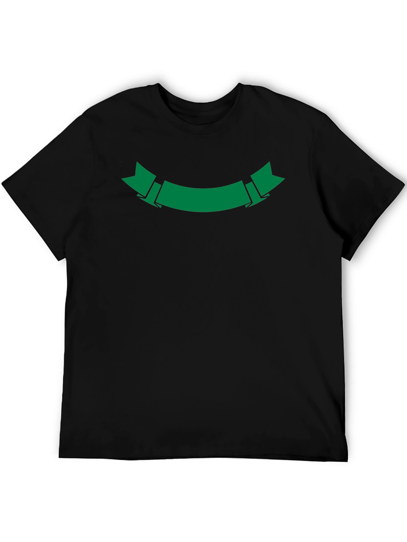 Mens Black T-Shirt with Green Ribbon Graphic