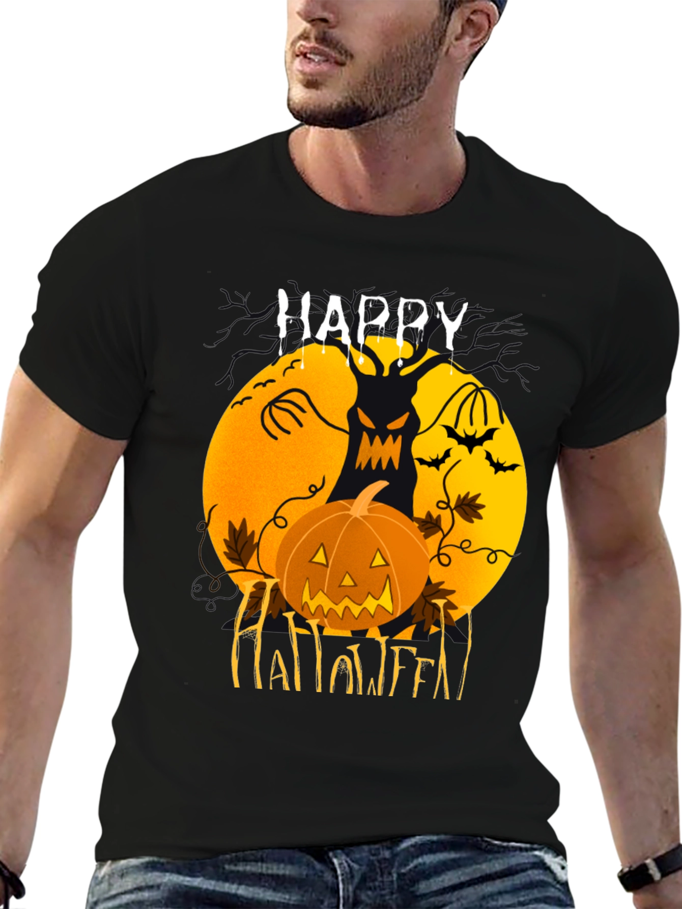 Happy Halloween T-Shirt: Spooky Jack-O-Lantern Design