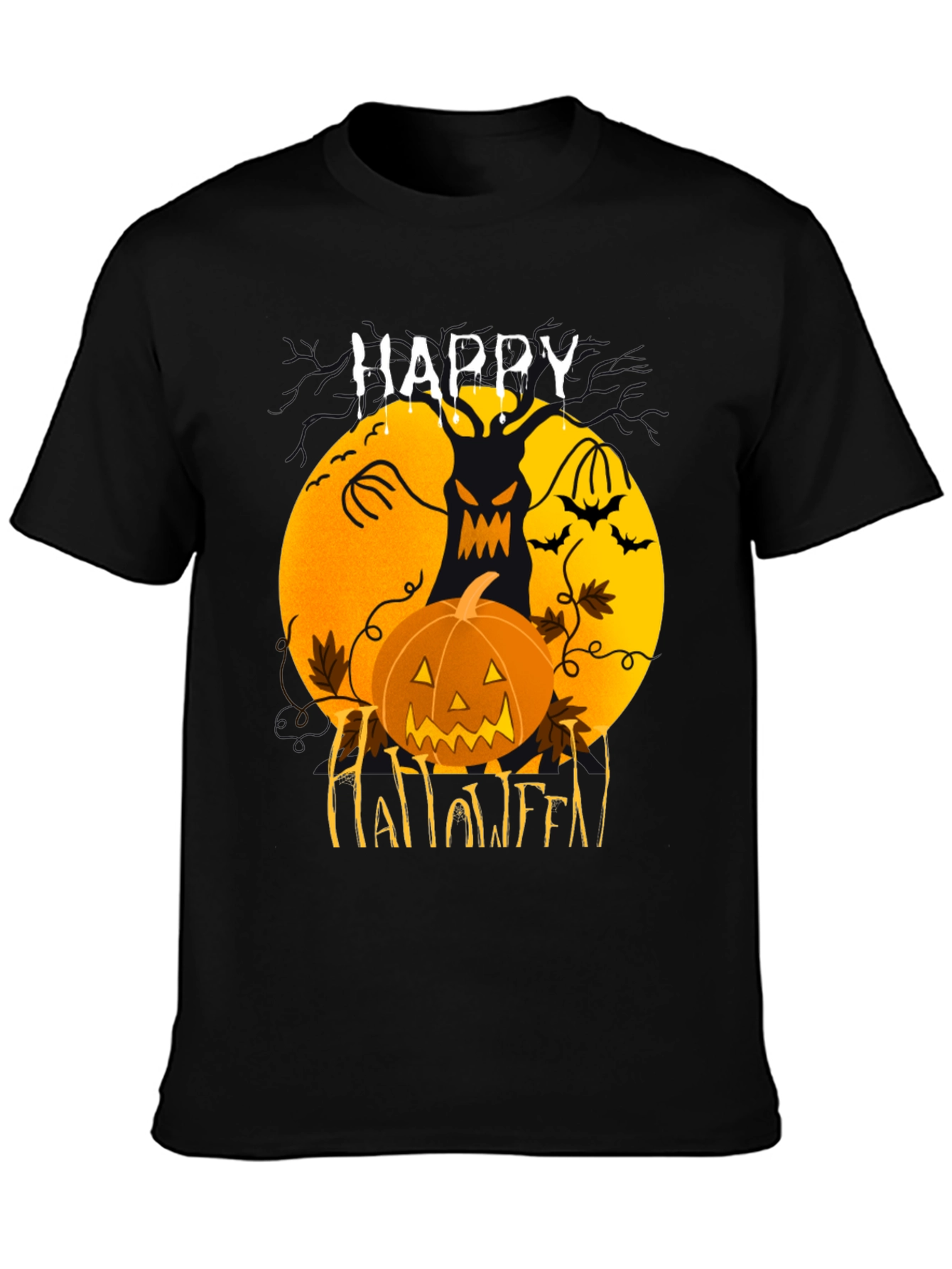 Happy Halloween T-Shirt: Spooky Jack-O-Lantern Design