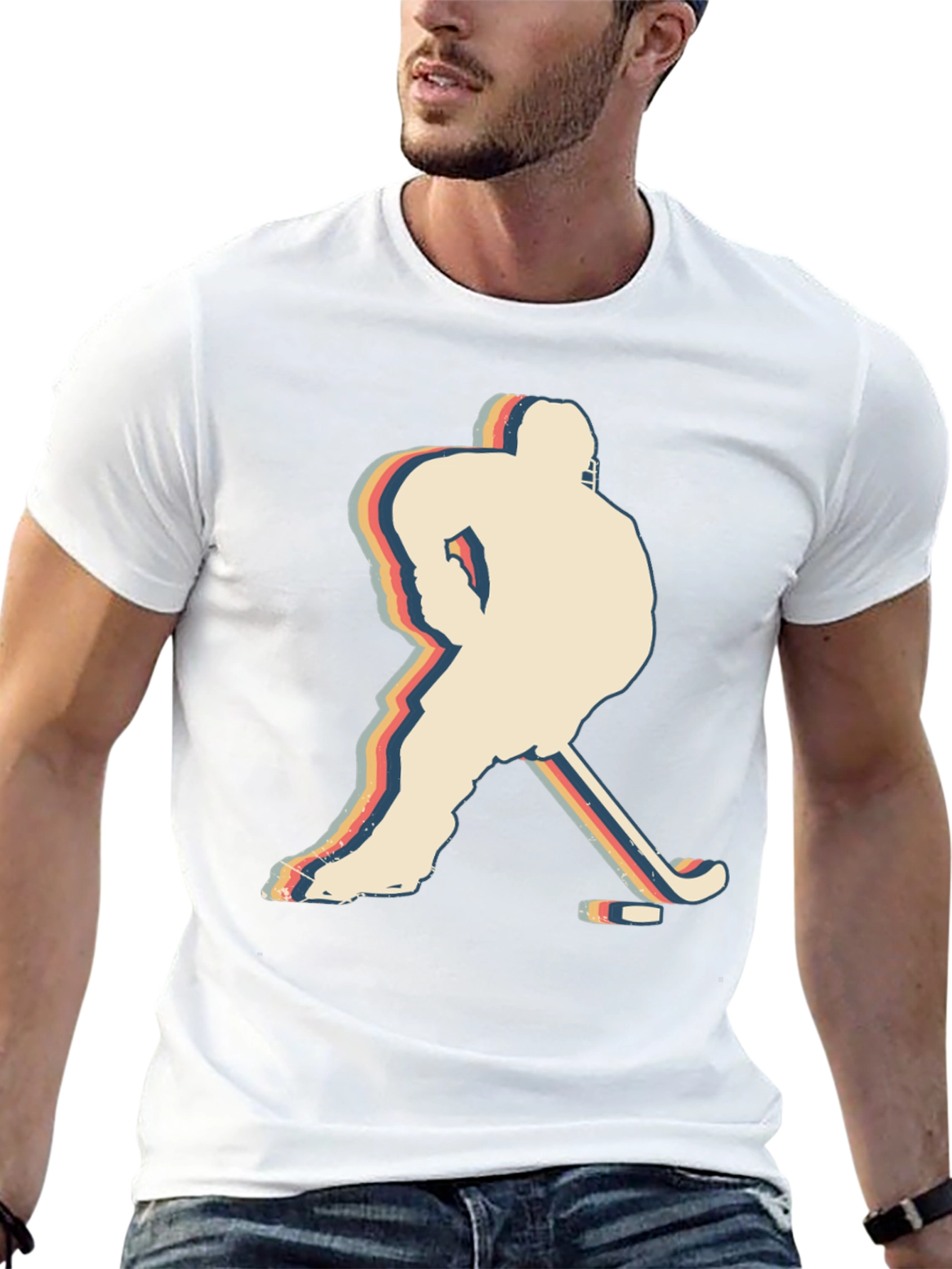 Retro Hockey Player Silhouette Graphic T-Shirt