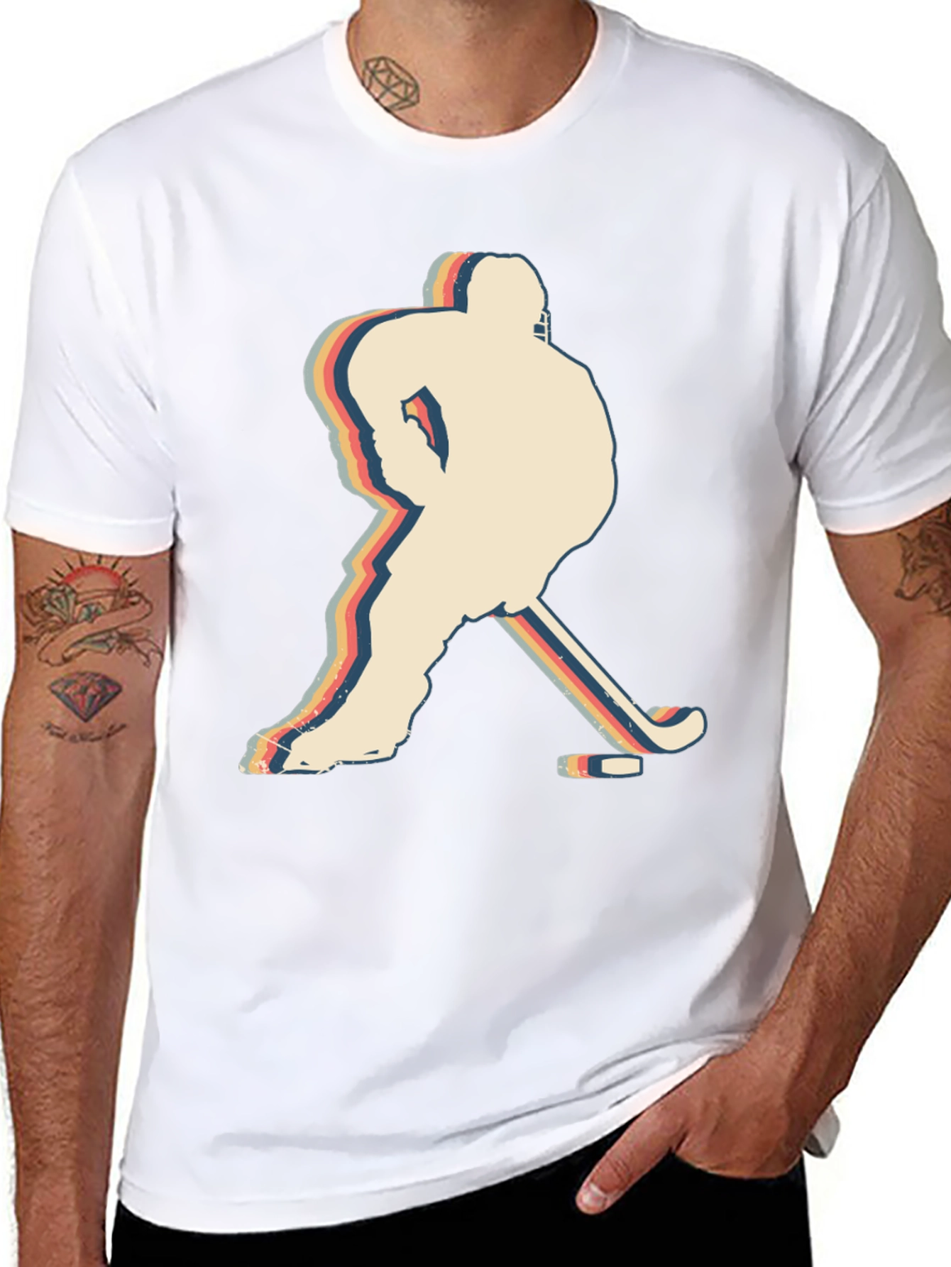 Retro Hockey Player Silhouette Graphic T-Shirt