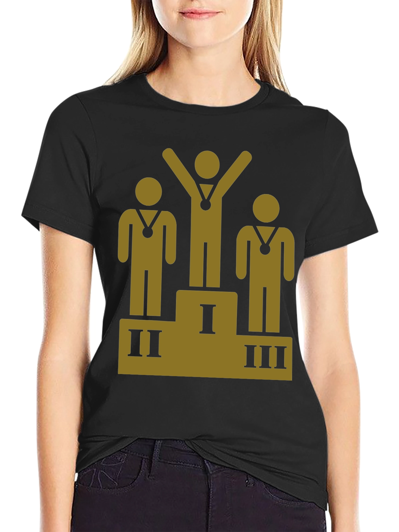 Podium Winner Graphic Tee - Black Cotton T-Shirt