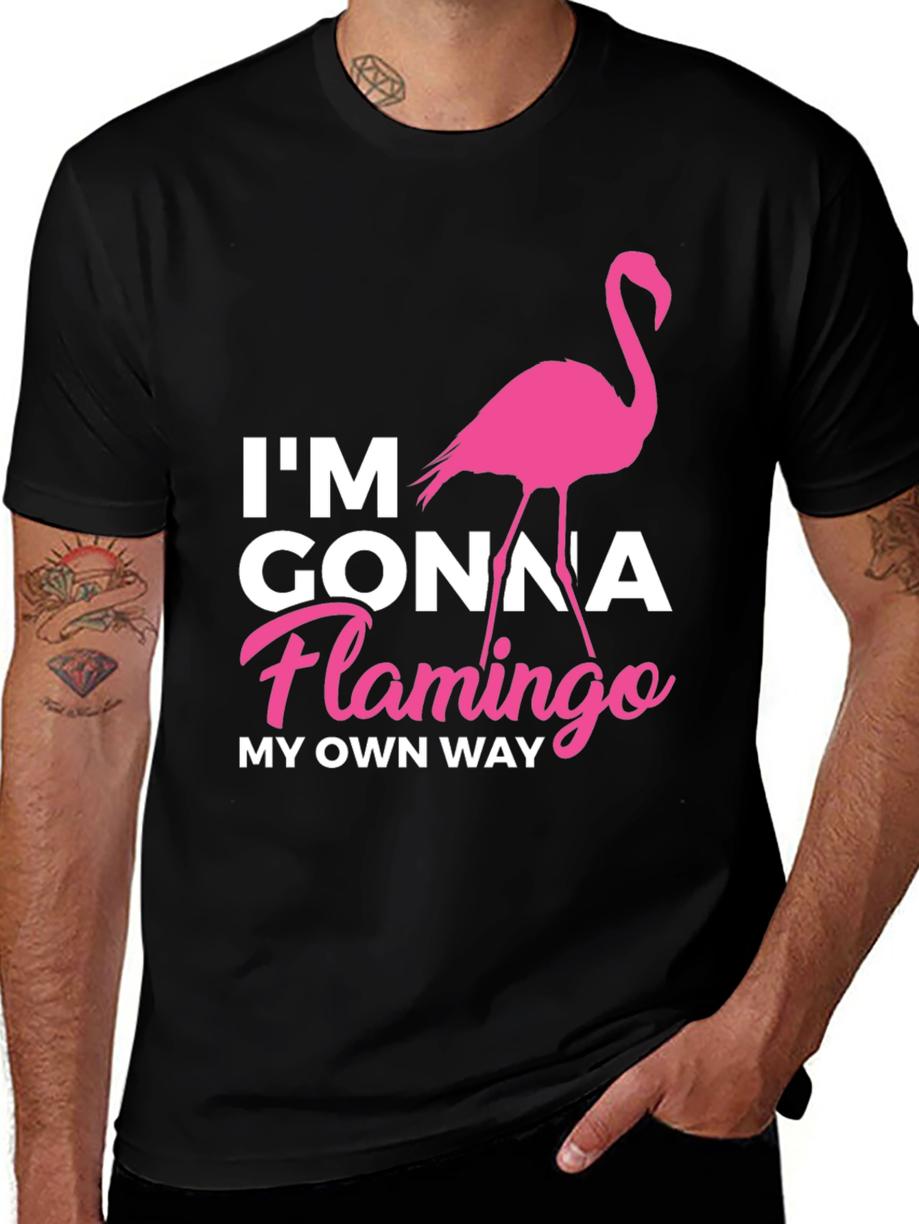 Im Gonna Flamingo My Own Way Black T-Shirt