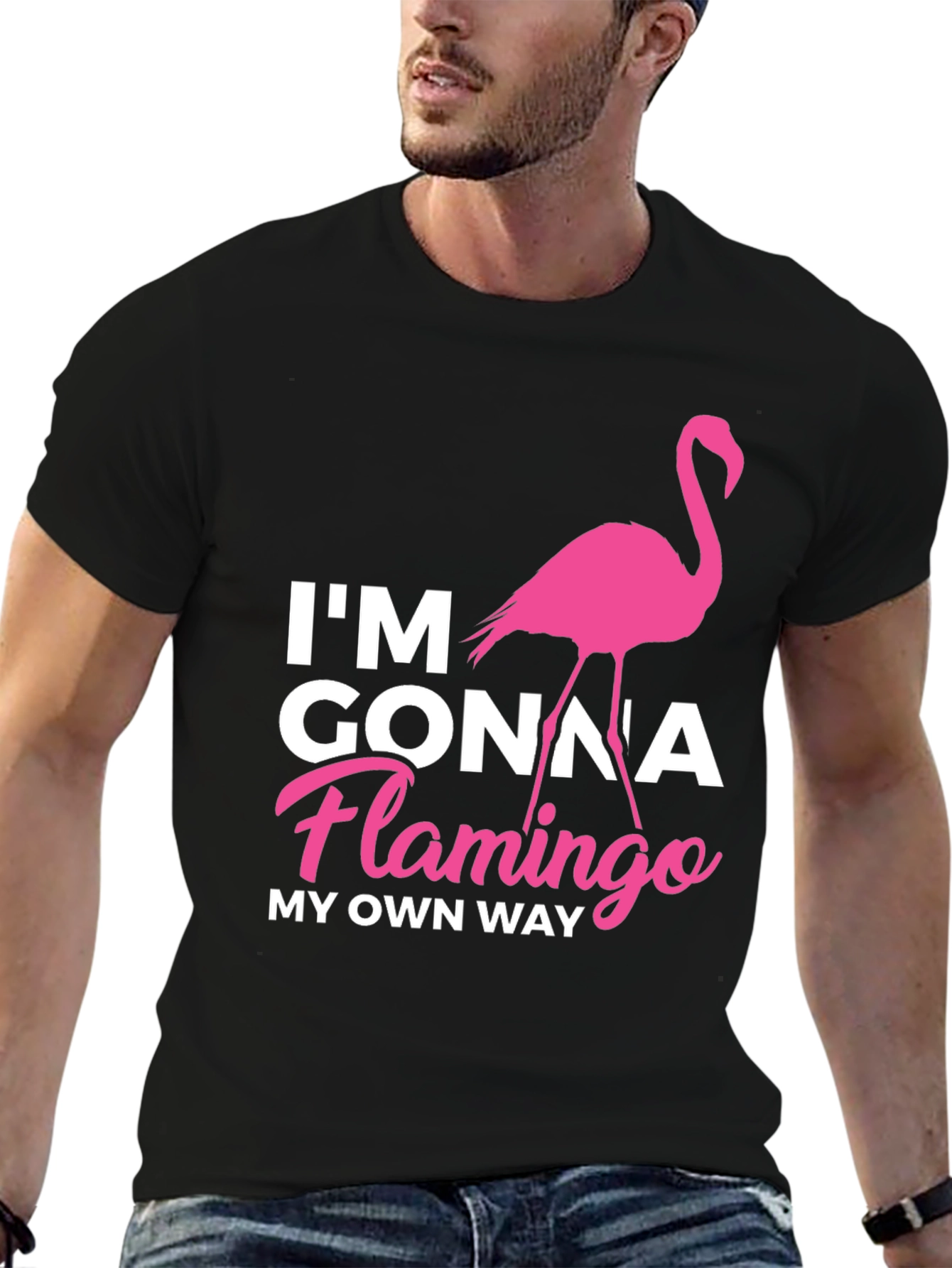 Im Gonna Flamingo My Own Way Black T-Shirt