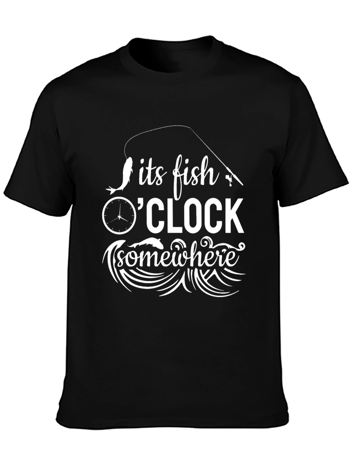 Its Fish OClock Somewhere Black T-Shirt