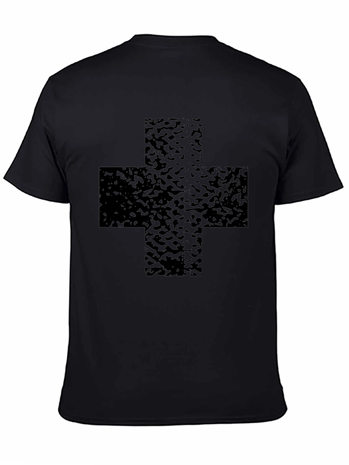 Black T-Shirt with Textured Cross Graphic