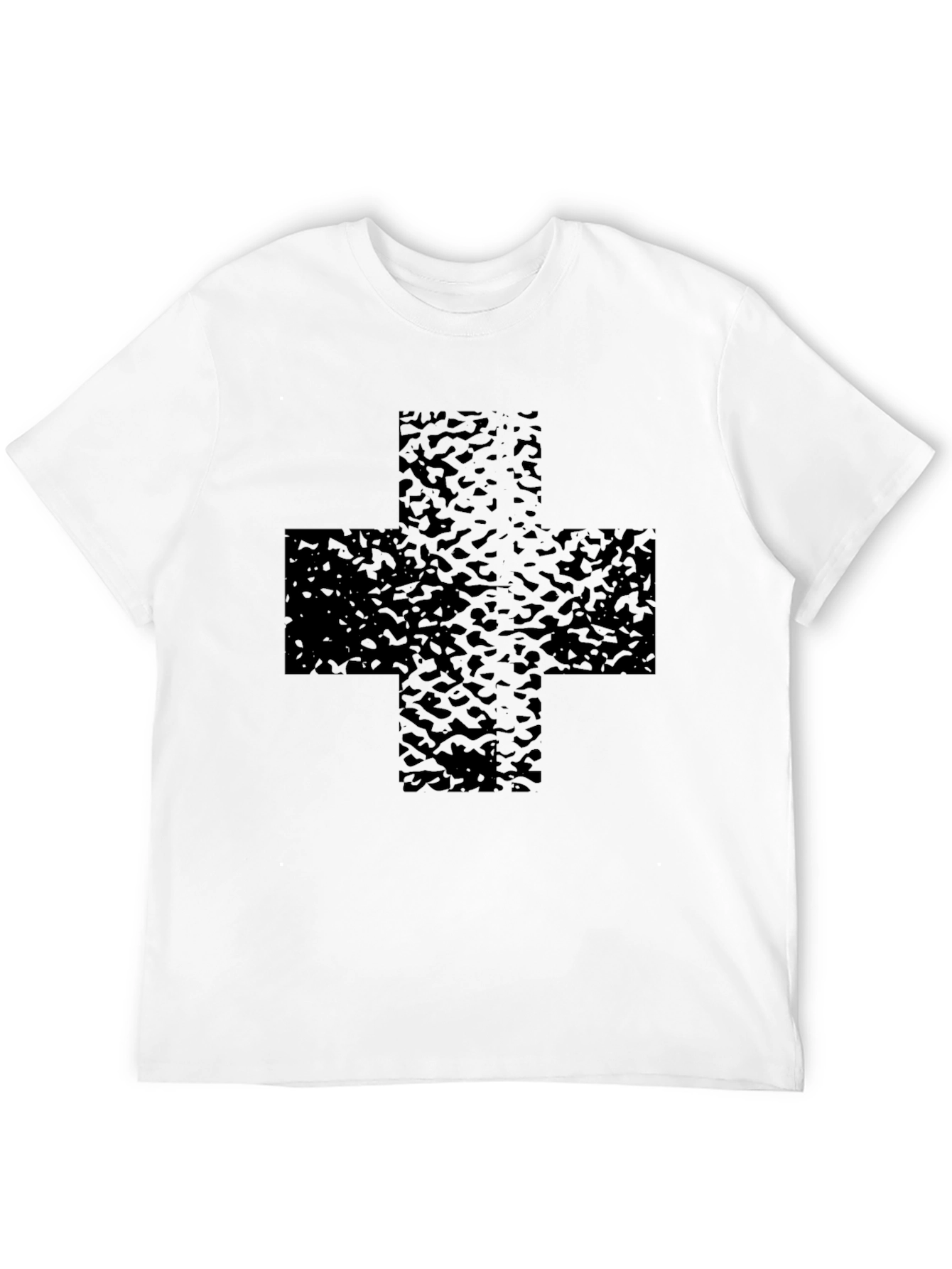 Black T-Shirt with Textured Cross Graphic
