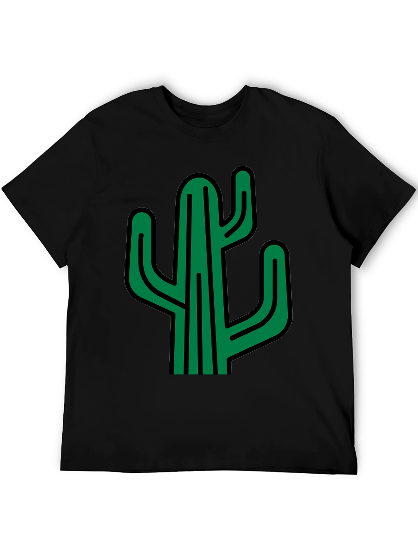 Cactus Graphic Print Black T-Shirt