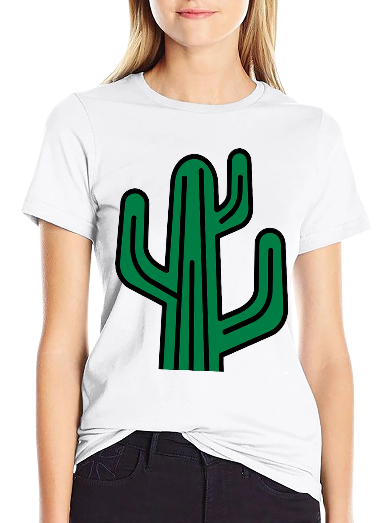 Cactus Graphic Print Black T-Shirt