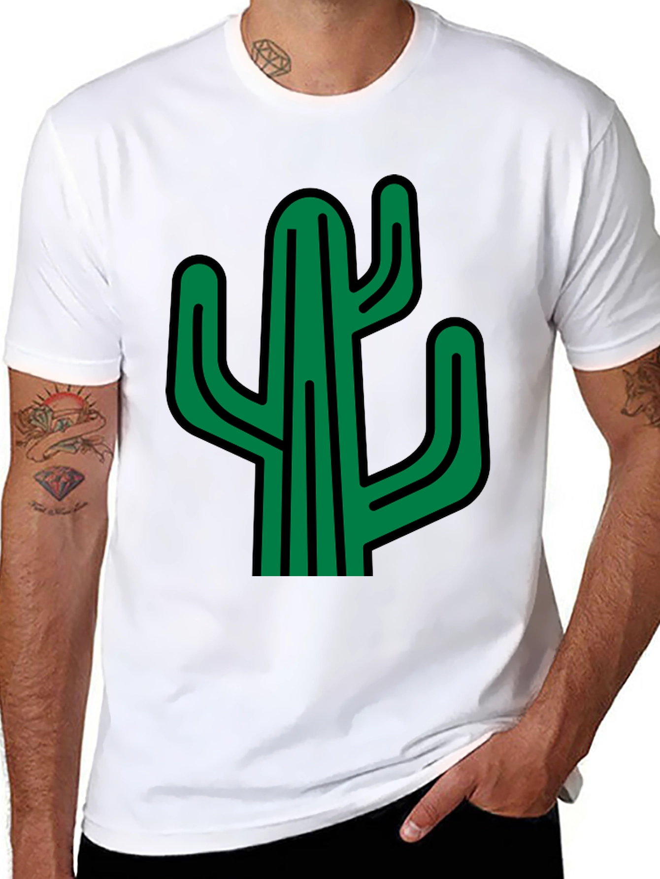 Cactus Graphic Print Black T-Shirt