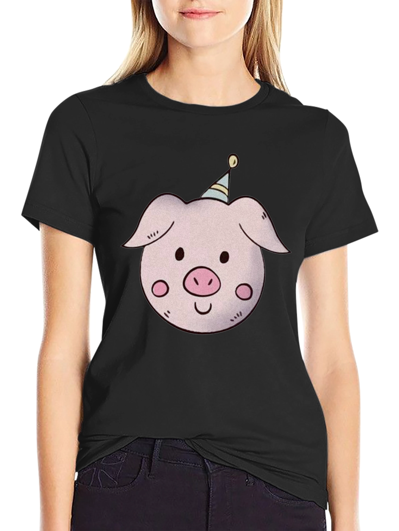 Pig with Party Hat T-Shirt - Unisex