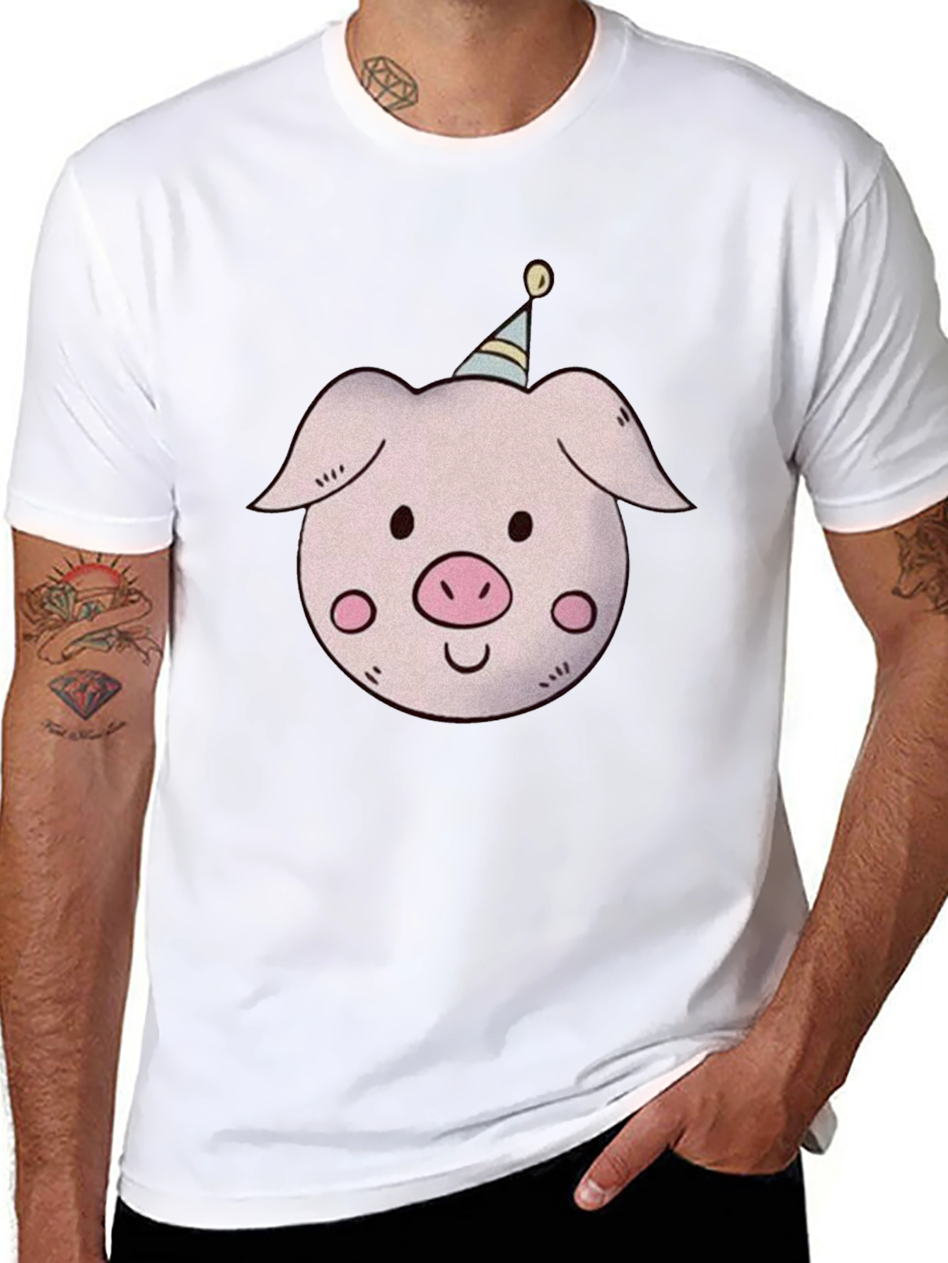 Pig with Party Hat T-Shirt - Unisex