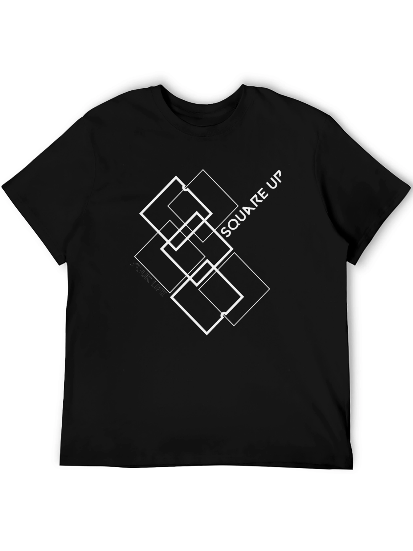 Geometric Square Up Black T-Shirt