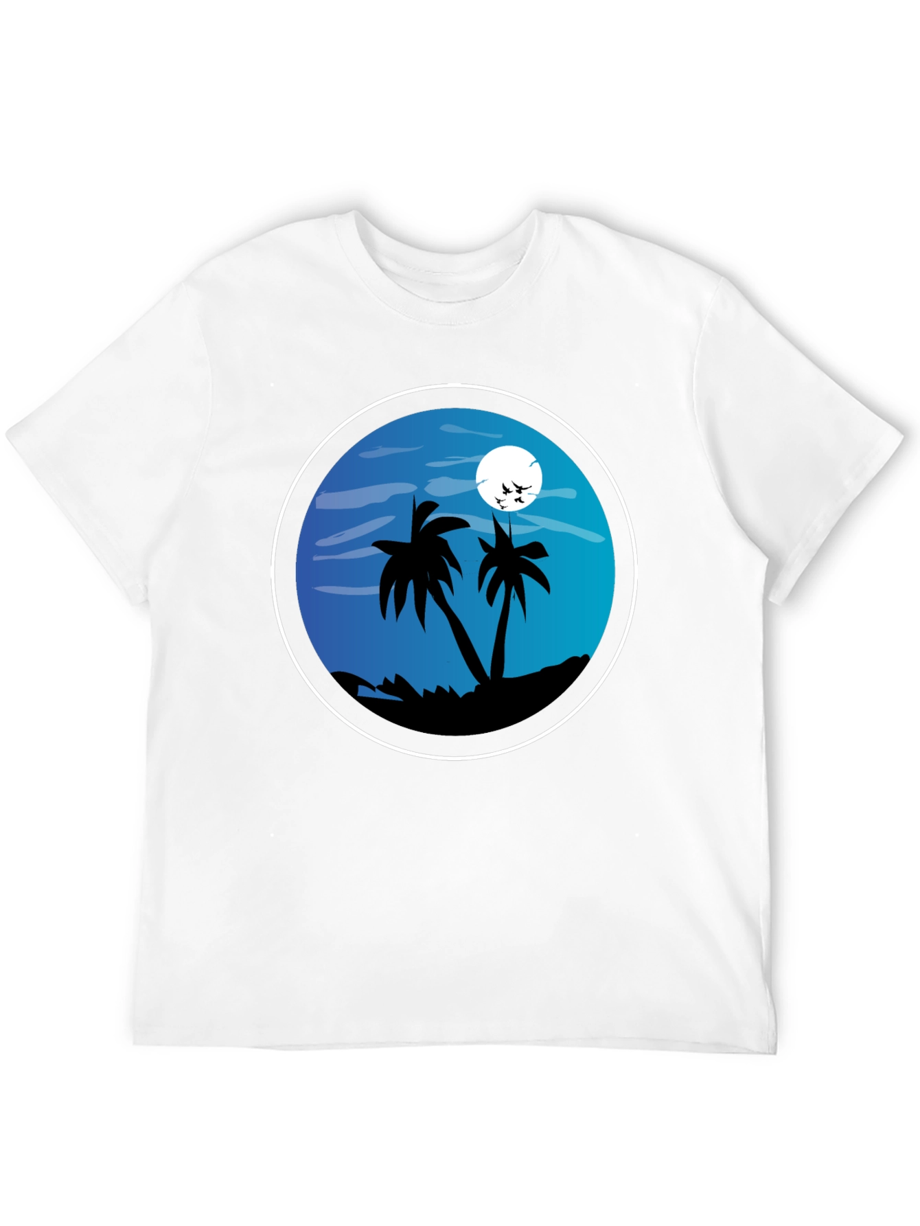 Tropical Beach T-Shirt - Night Palm Tree Design