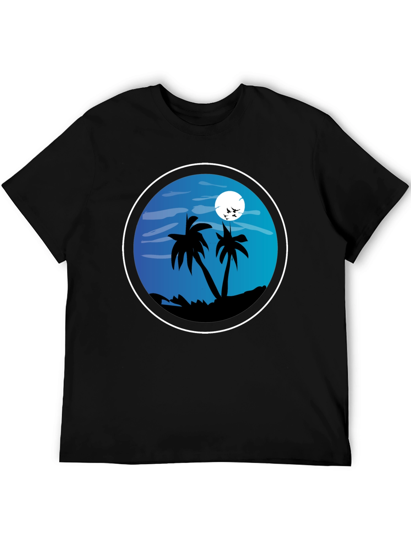 Tropical Beach T-Shirt - Night Palm Tree Design