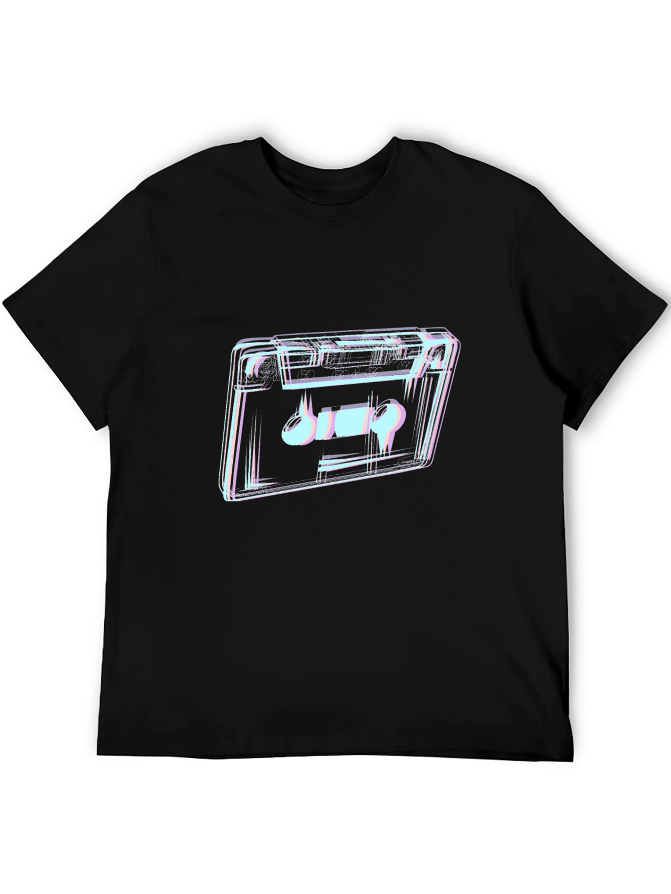 Retro Cassette Tape Graphic T-Shirt - Black