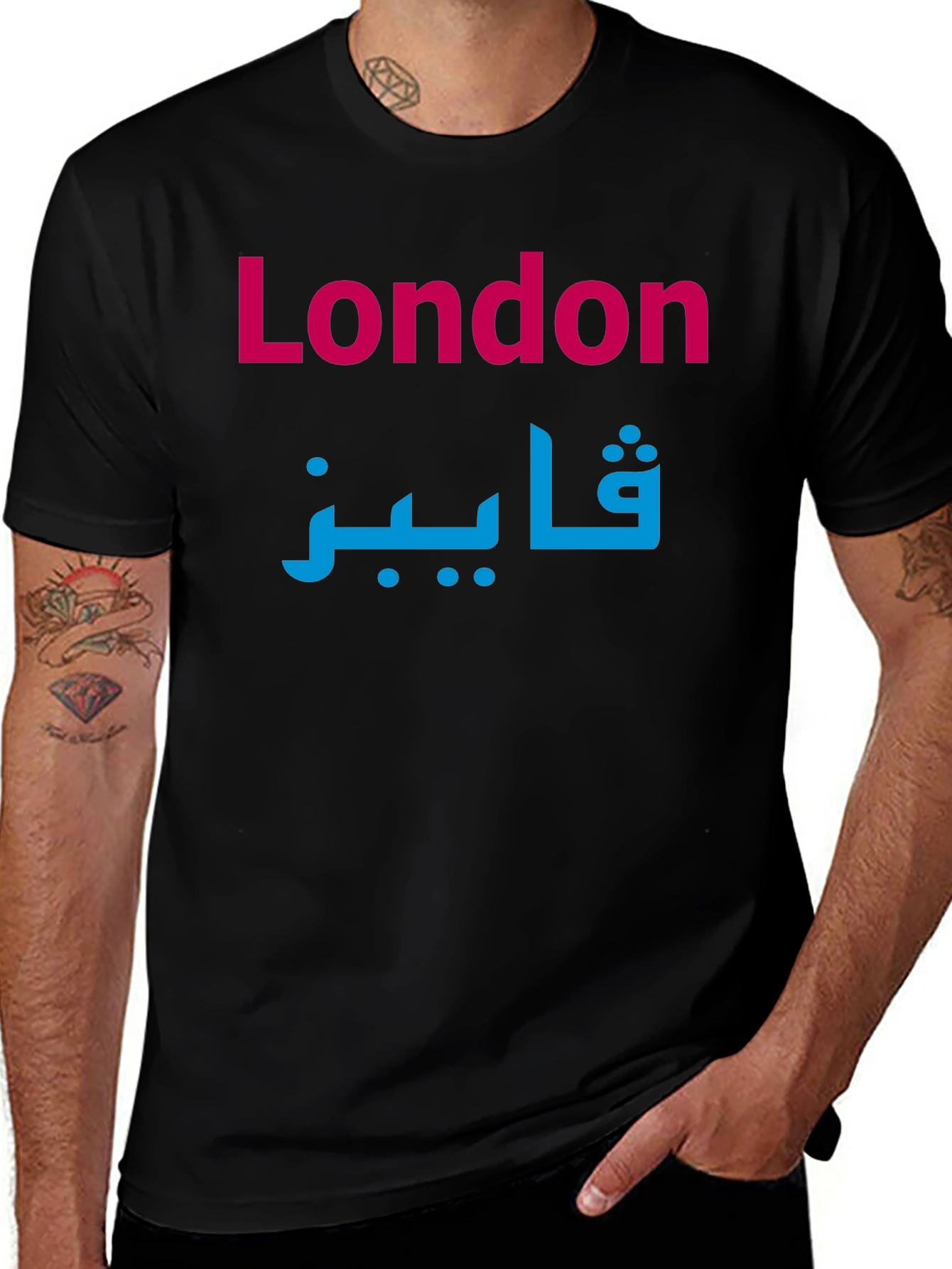 London Paris Arabic Script Graphic T-Shirt