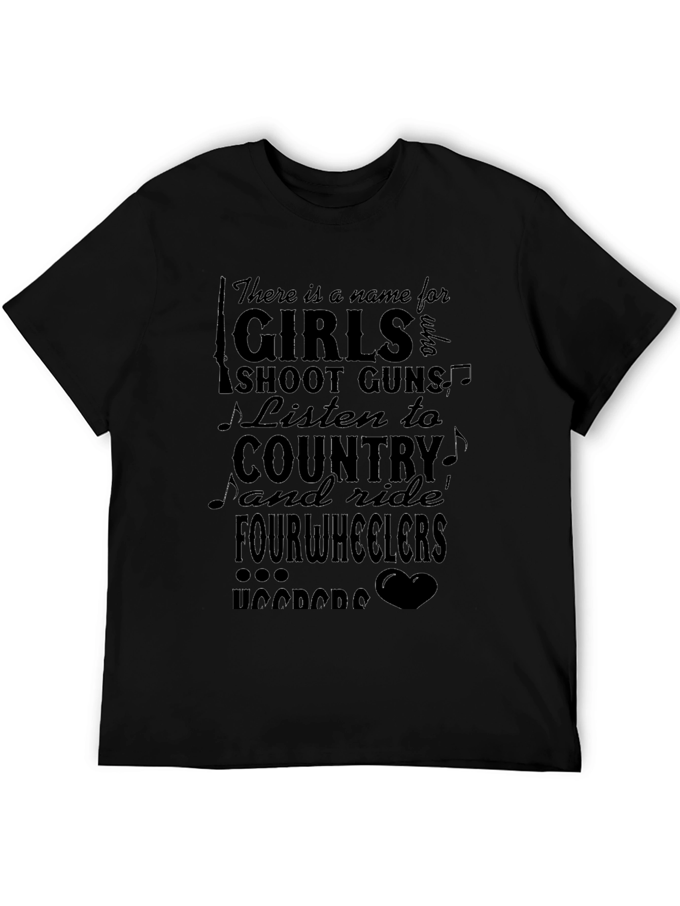 Girls Shoot Guns Country Fourwheelers Black T-Shirt