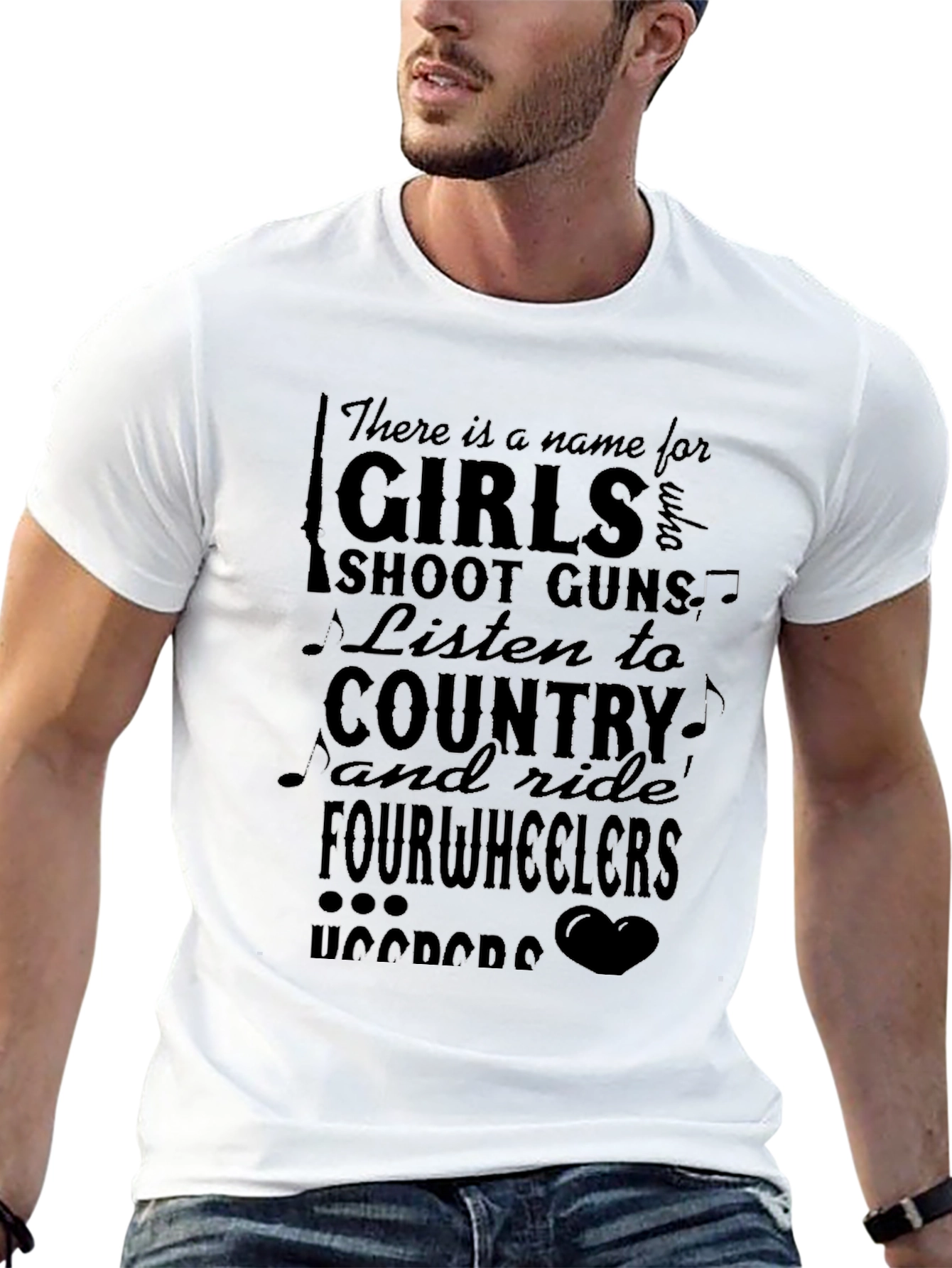 Girls Shoot Guns Country Fourwheelers Black T-Shirt