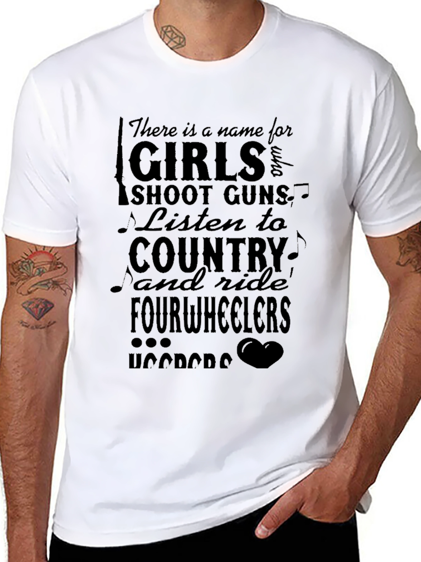 Girls Shoot Guns Country Fourwheelers Black T-Shirt