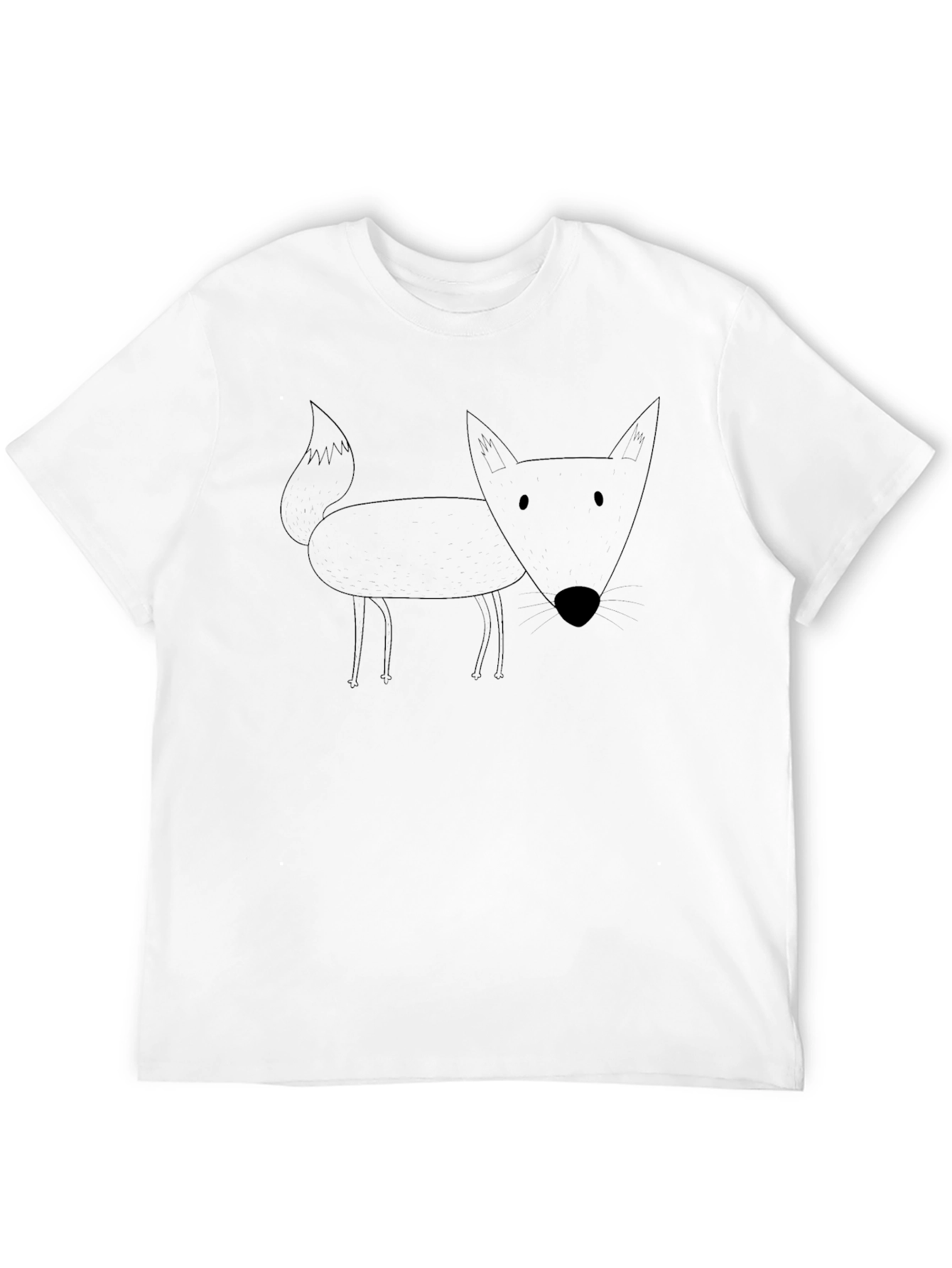 Mens Black Cartoon Fox T-Shirt