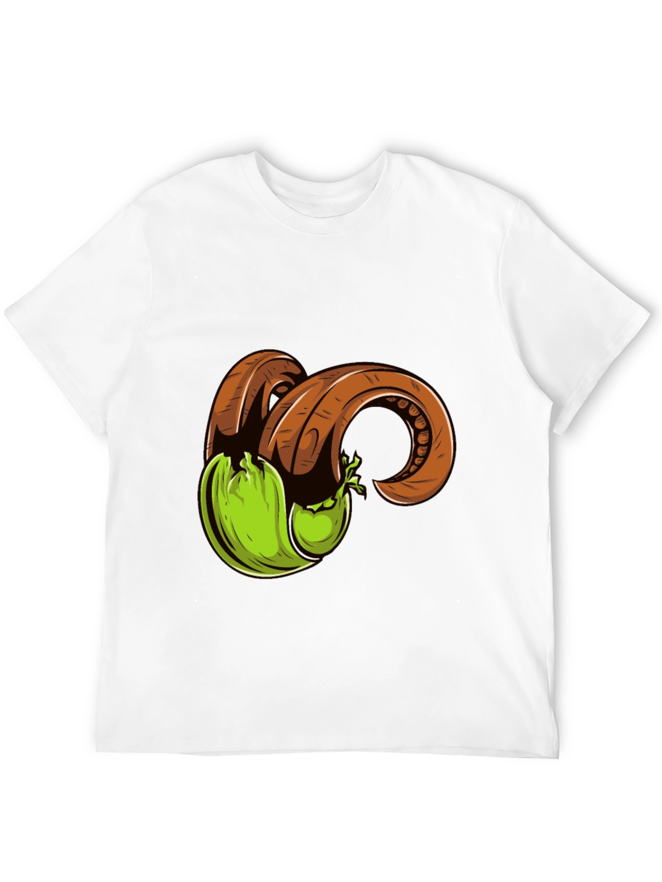 Black T-Shirt with Horned Fruit Graphic Print
