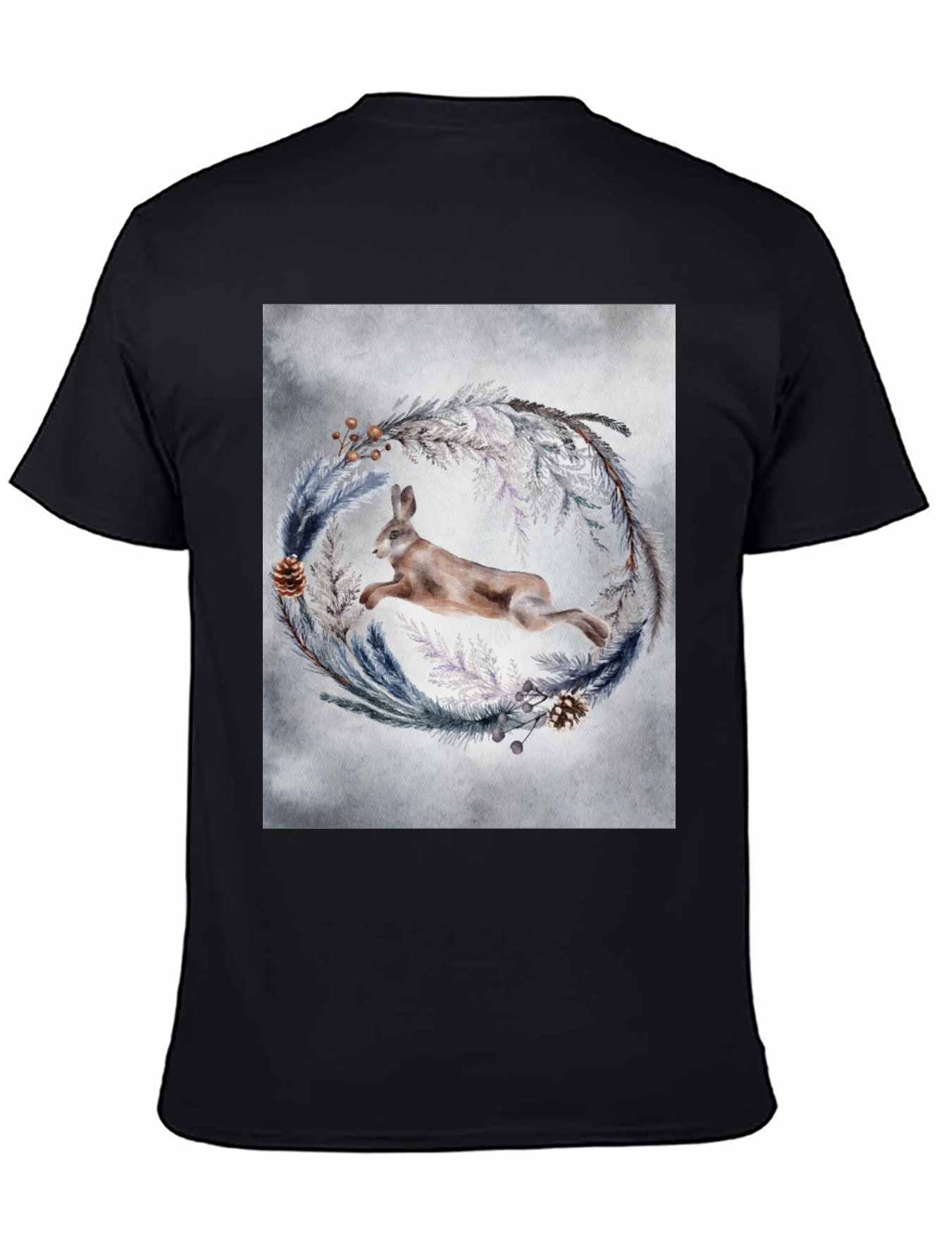 Leaping Hare Wreath Graphic T-Shirt