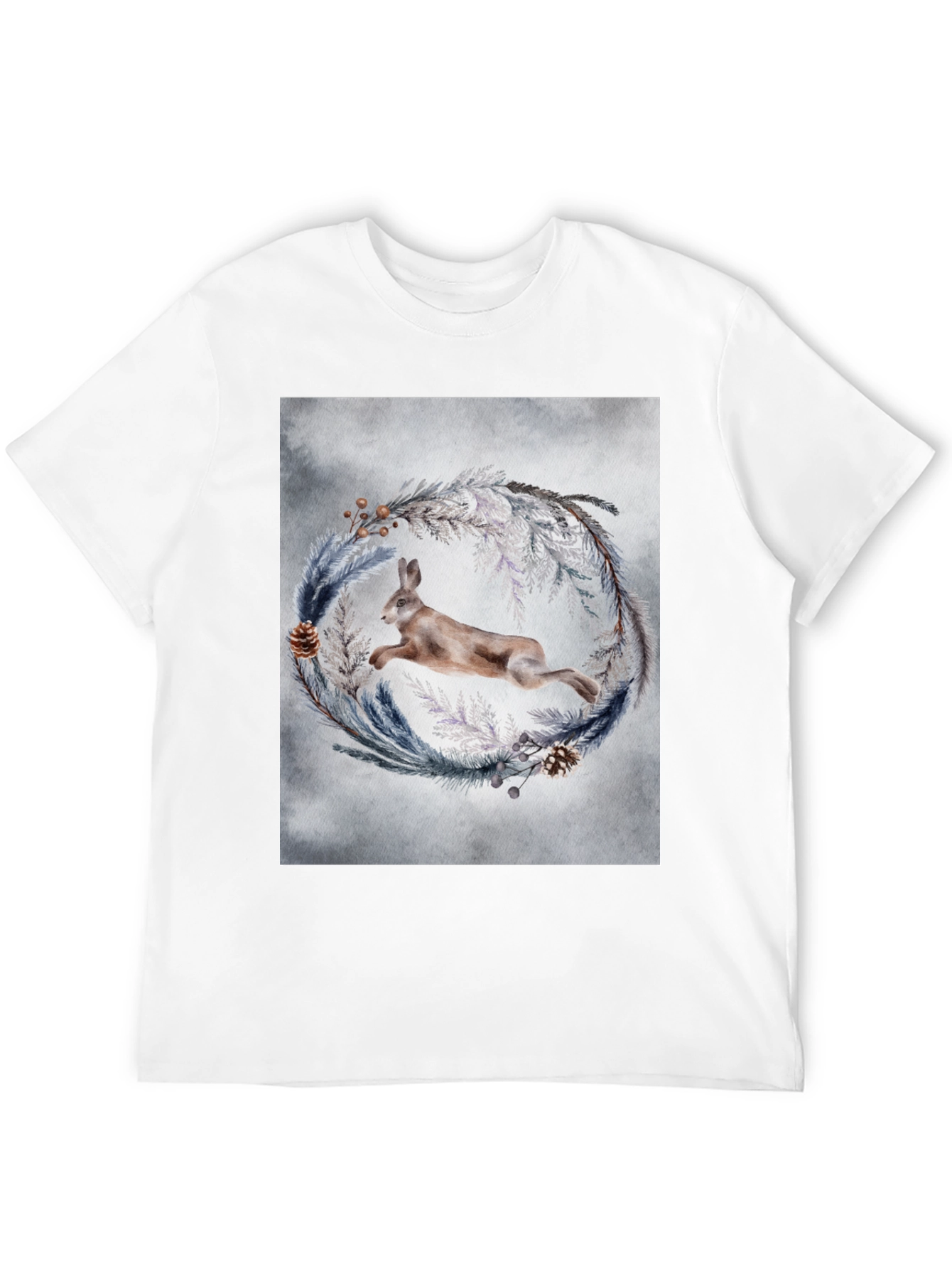 Leaping Hare Wreath Graphic T-Shirt