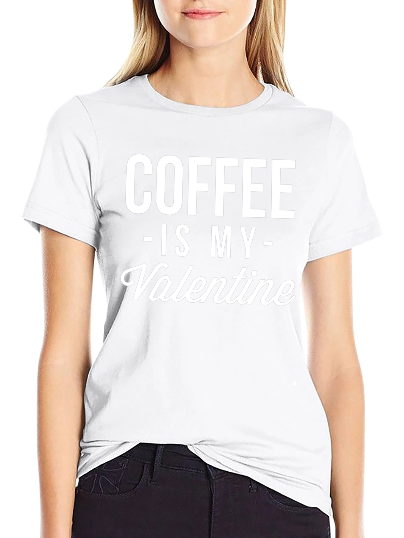Coffee Is My Valentine Black Graphic T-Shirt