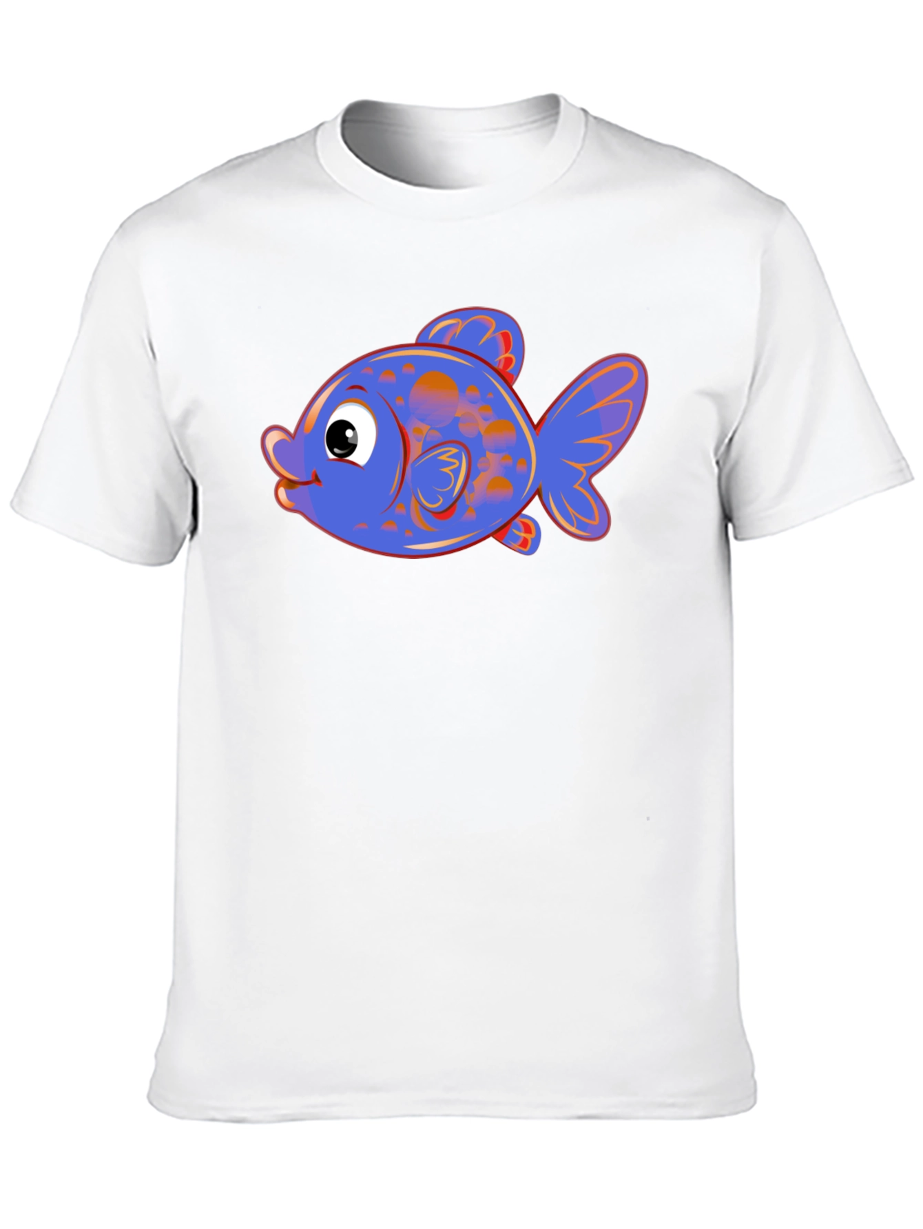 Cartoon Fish Graphic Tee - Black Cotton Blend