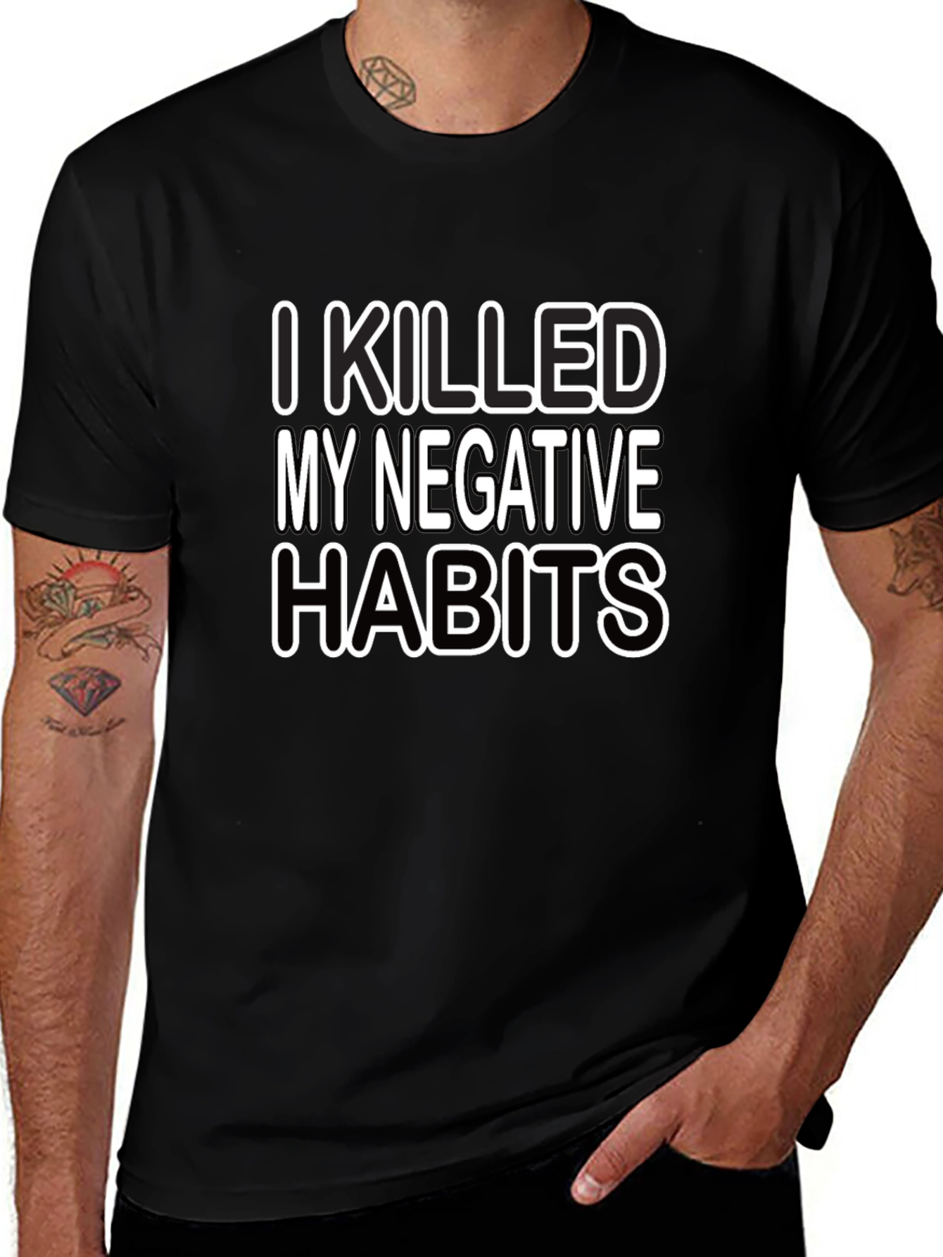 I Killed My Negative Habits Graphic Tee - Black