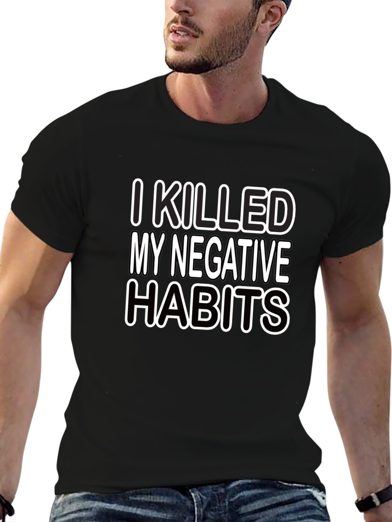 I Killed My Negative Habits Graphic Tee - Black