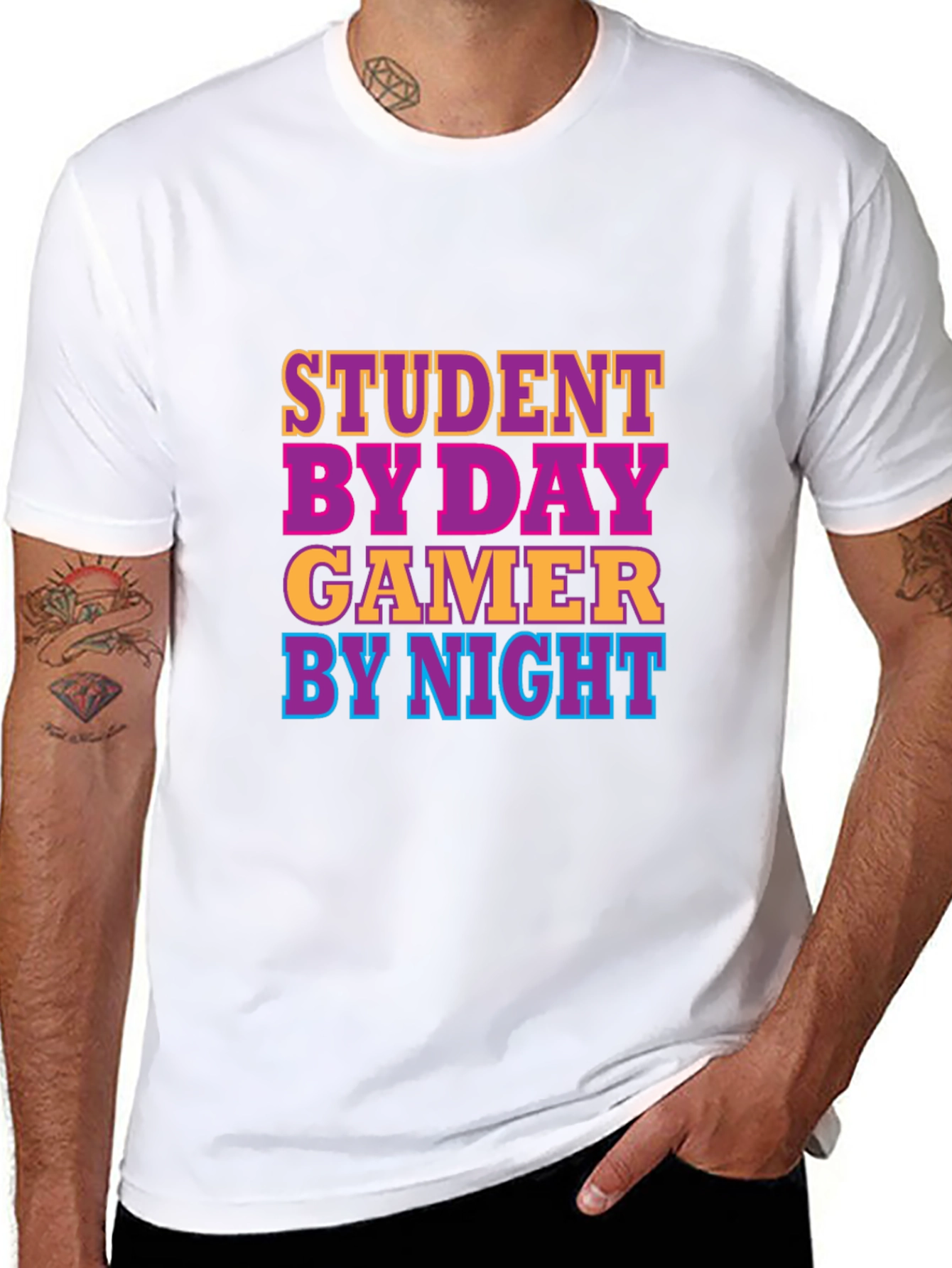 Student By Day Gamer By Night Black T-Shirt