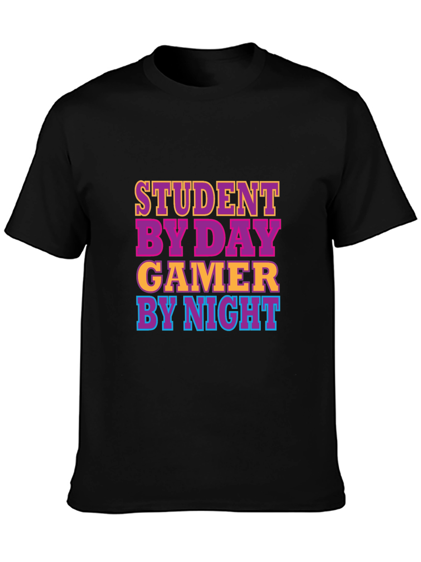 Student By Day Gamer By Night Black T-Shirt