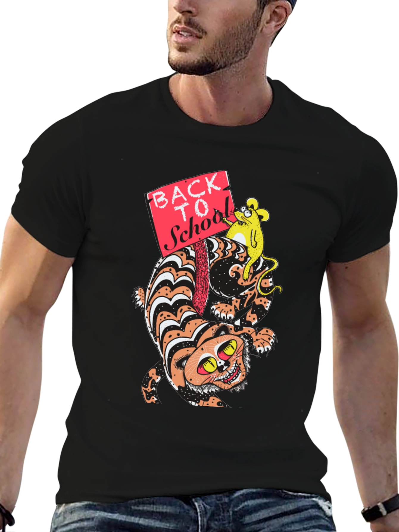 Cartoon Cat & Mouse Back To School T-Shirt