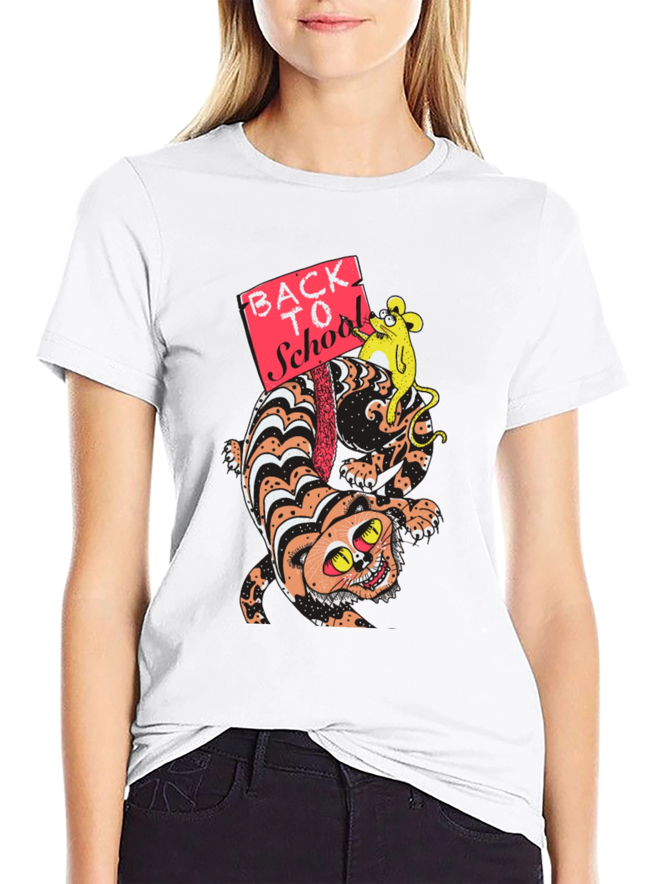 Cartoon Cat & Mouse Back To School T-Shirt
