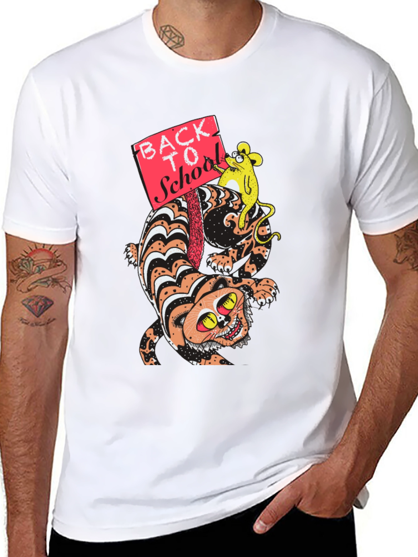 Cartoon Cat & Mouse Back To School T-Shirt