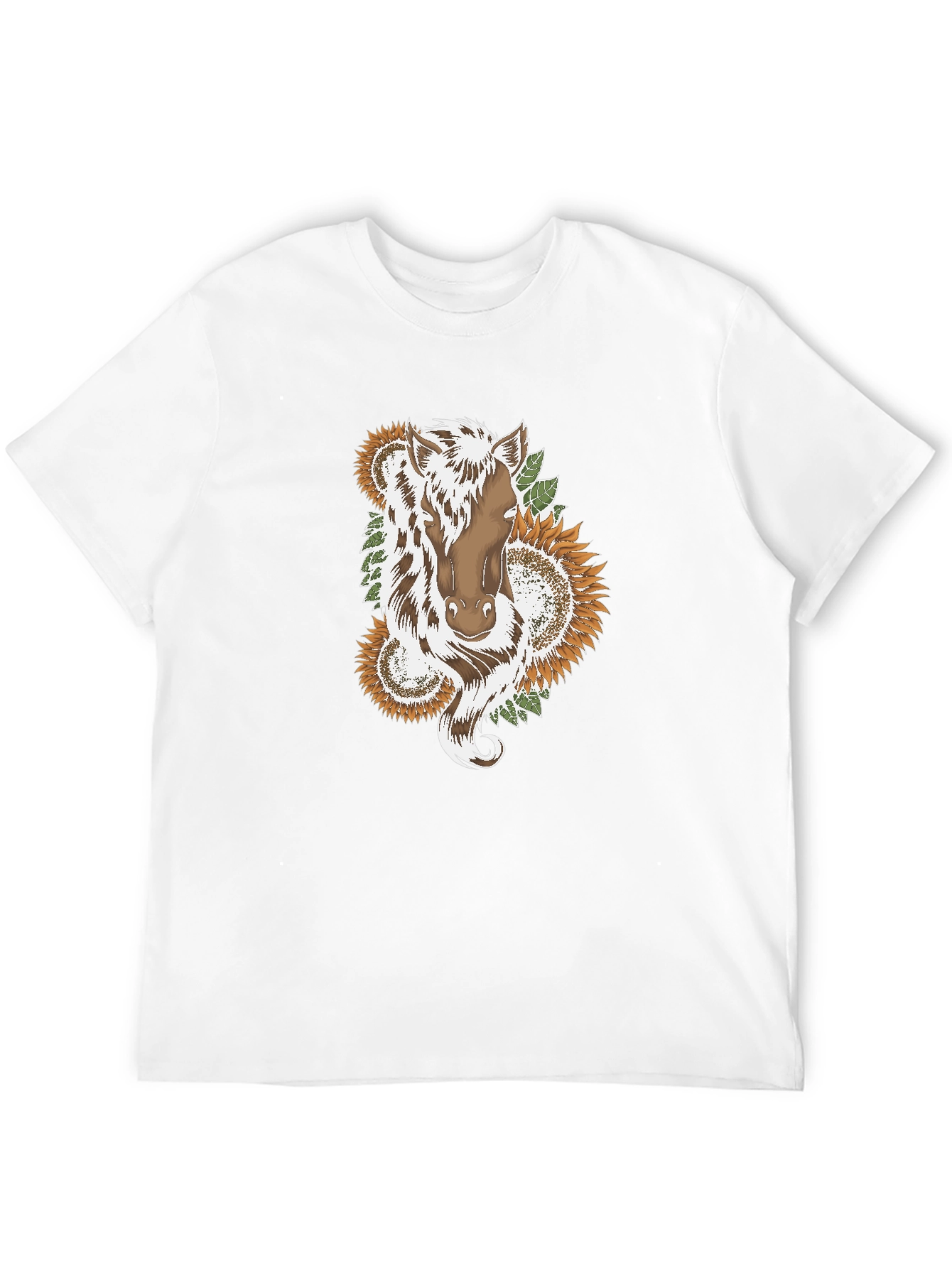 Horse & Sunflower Graphic Black T-Shirt