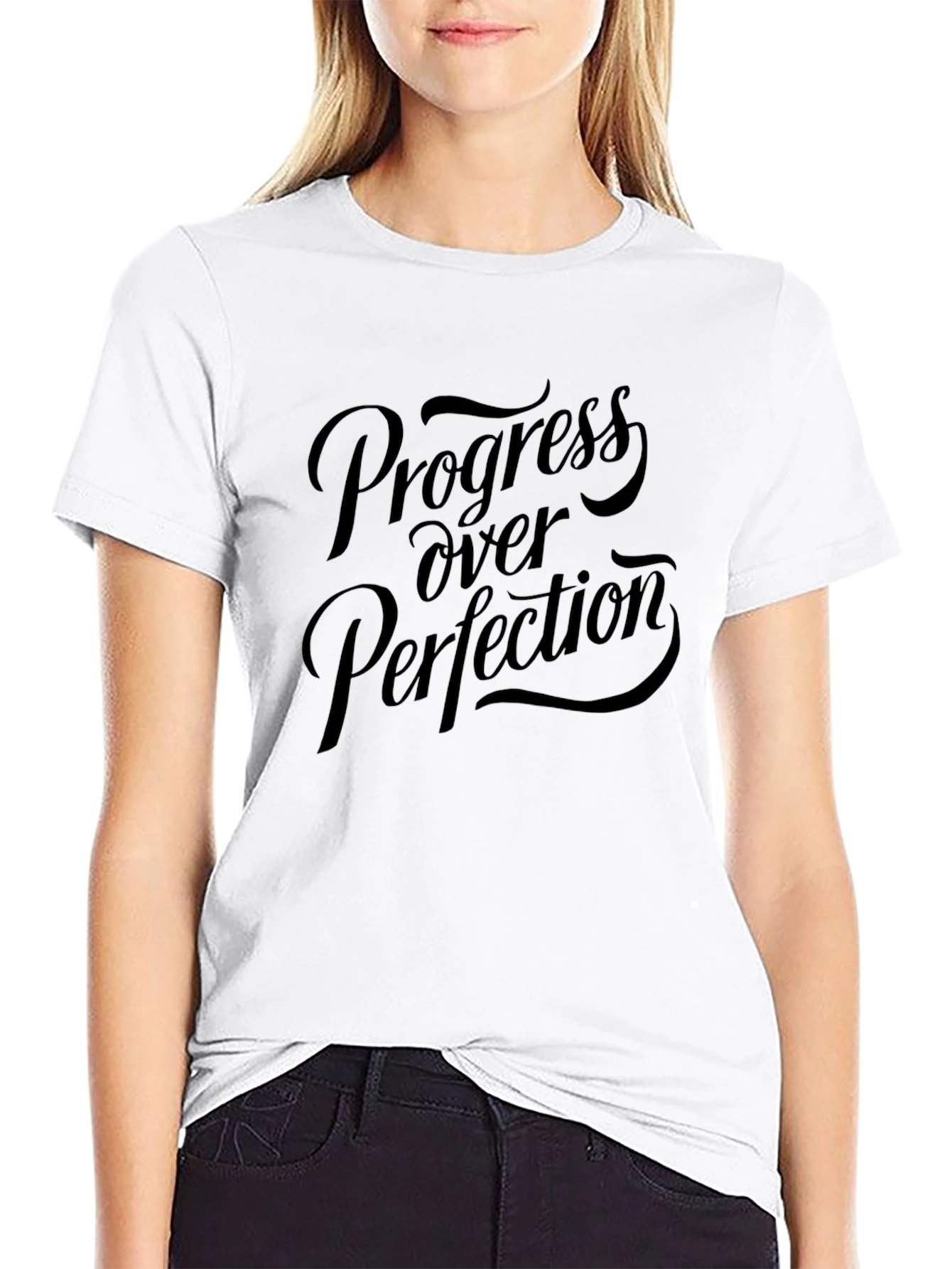 Progress Over Perfection Black T-Shirt
