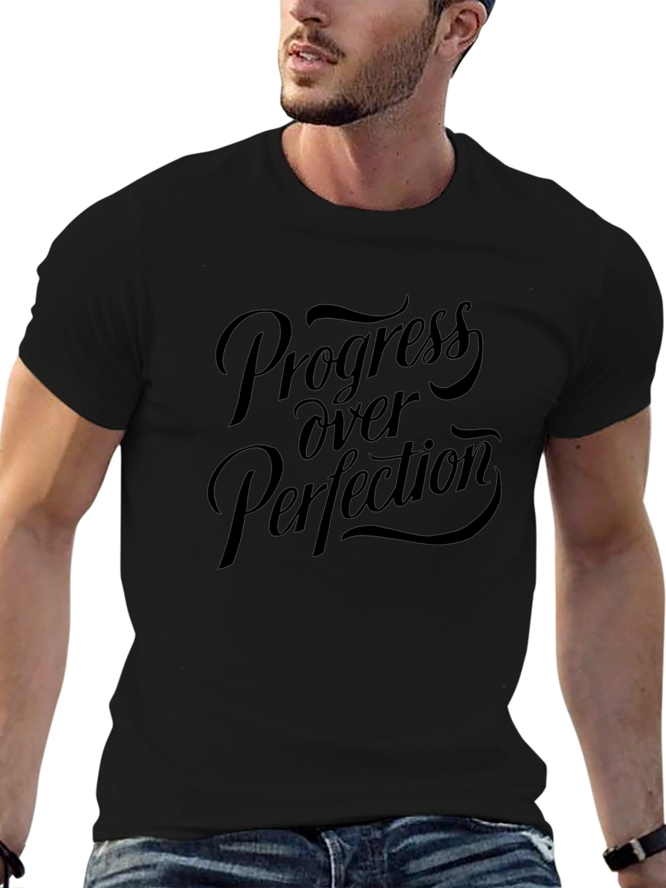 Progress Over Perfection Black T-Shirt