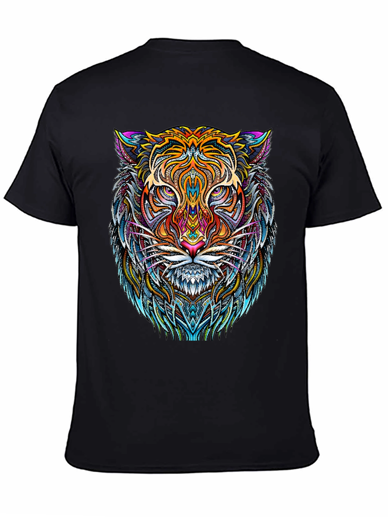 Psychedelic Tiger Graphic Tee - Bold Black T-Shirt