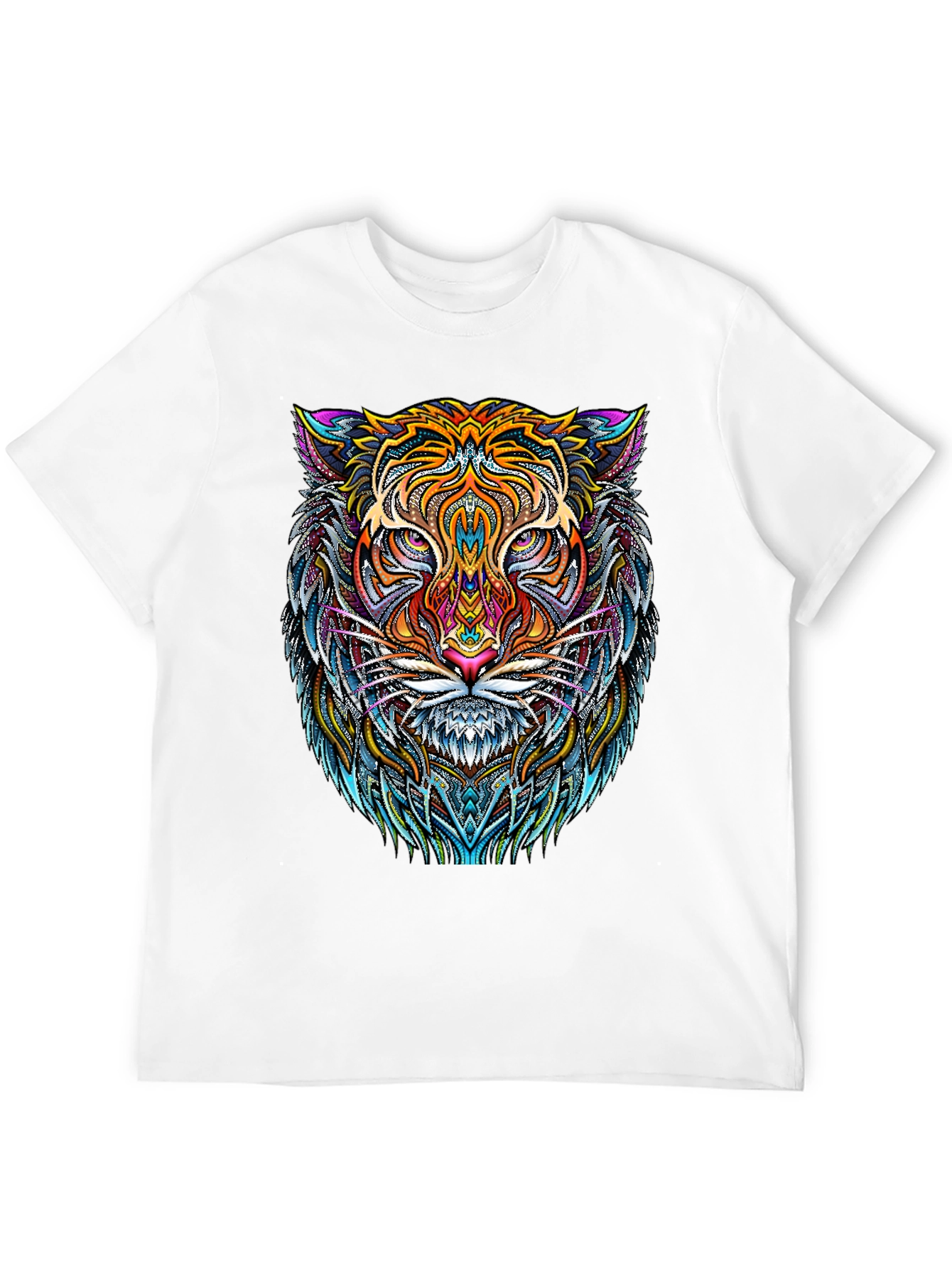 Psychedelic Tiger Graphic Tee - Bold Black T-Shirt