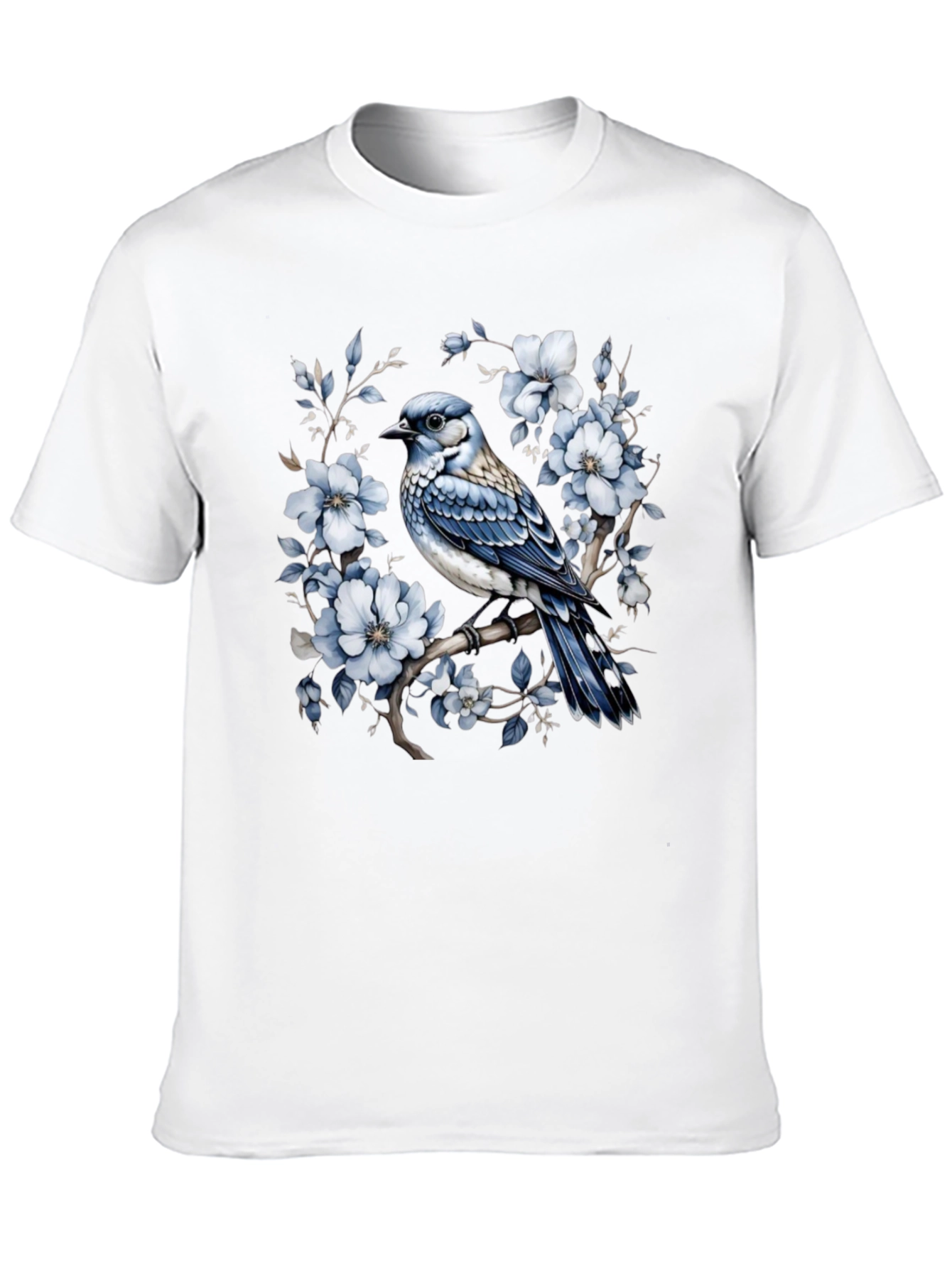 Blue Jay Floral T-Shirt - Nature Inspired Tee