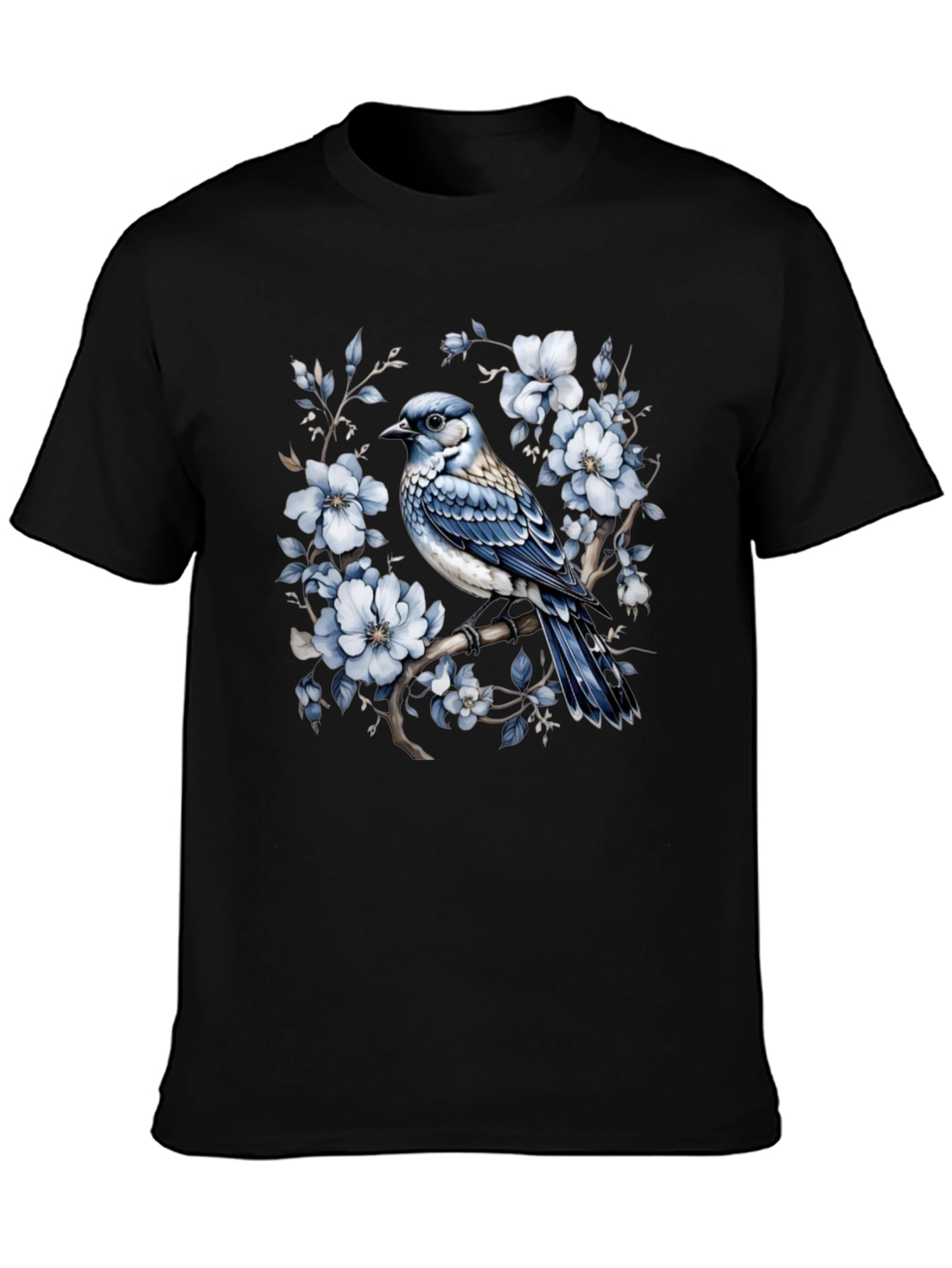 Blue Jay Floral T-Shirt - Nature Inspired Tee