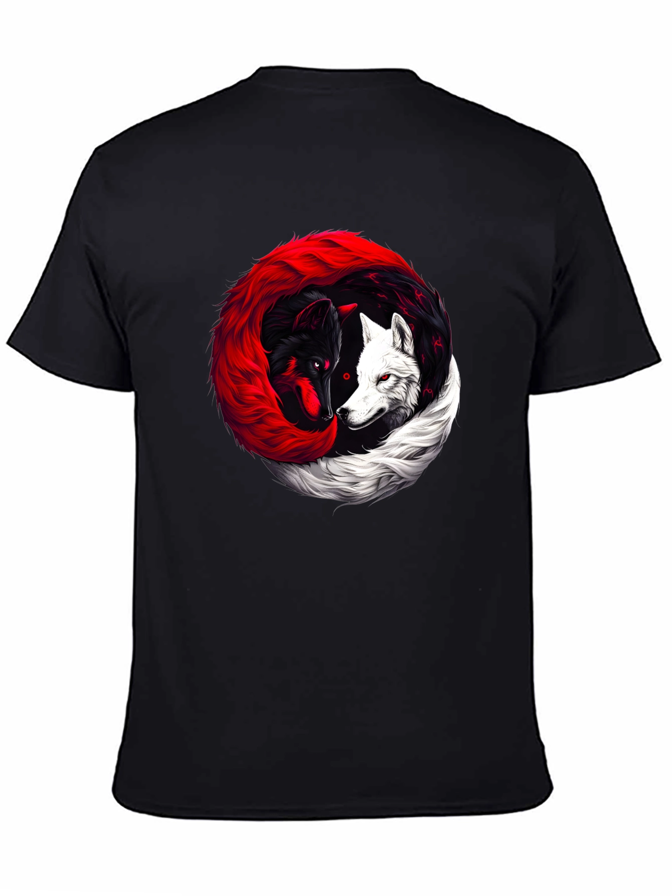 Yin Yang Wolves Black T-Shirt