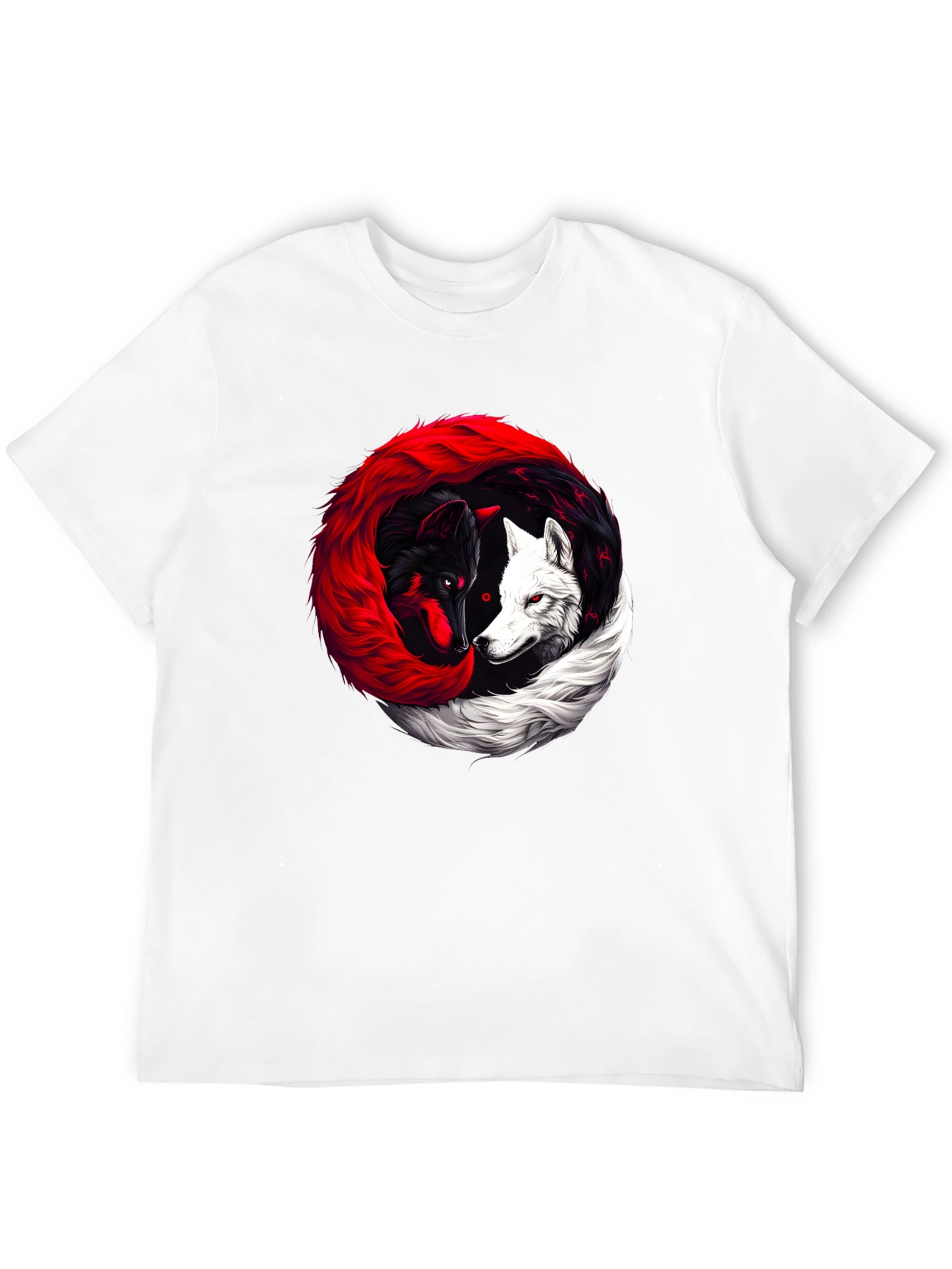 Yin Yang Wolves Black T-Shirt