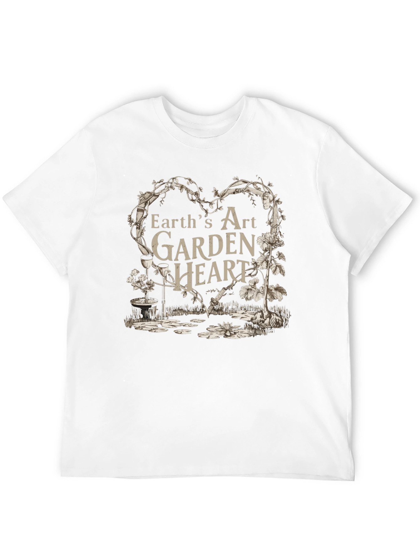 Earths Art Garden Heart Black T-Shirt